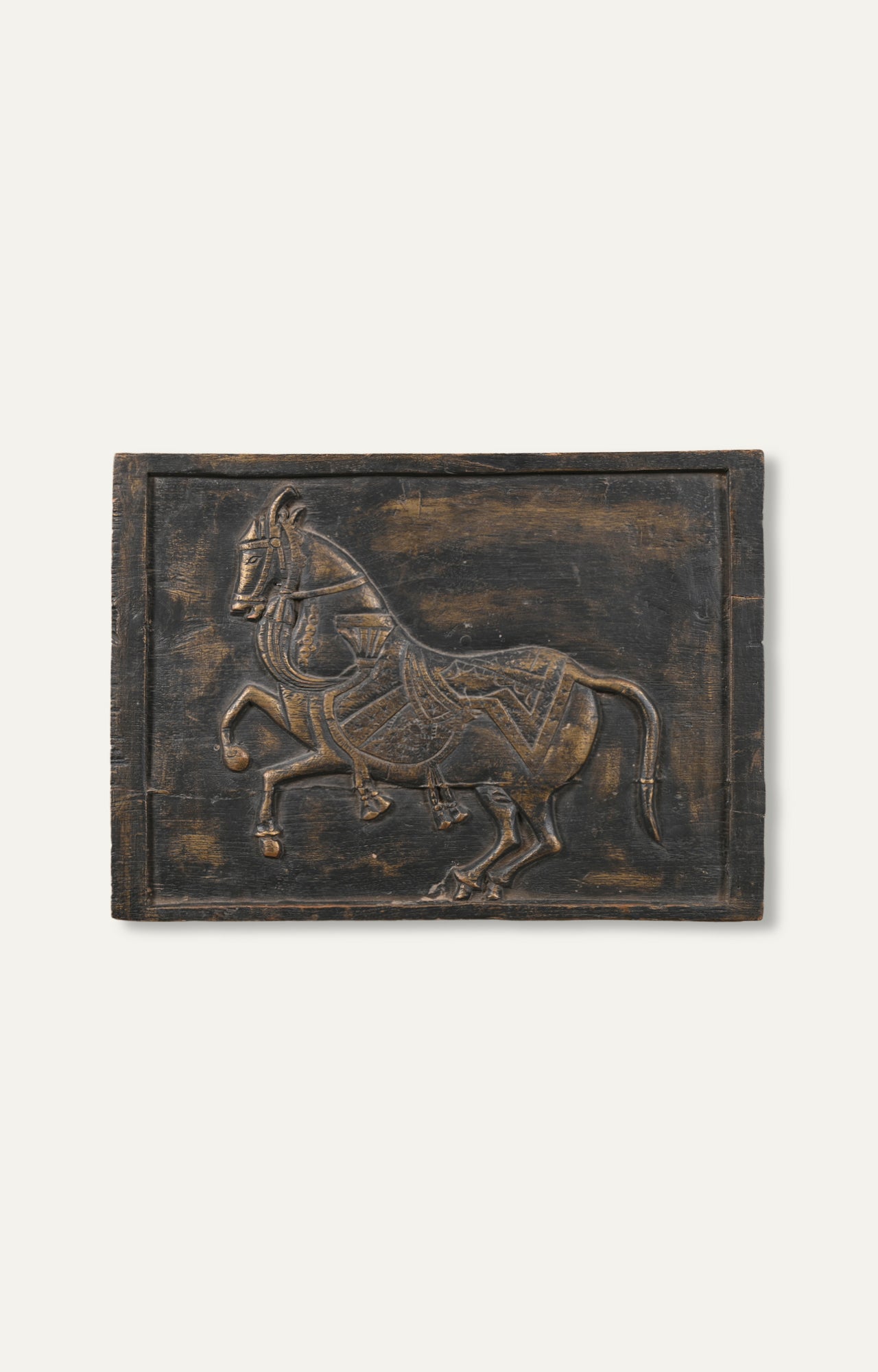 Carved Wooden Panel of Horse in Motion_secondary
