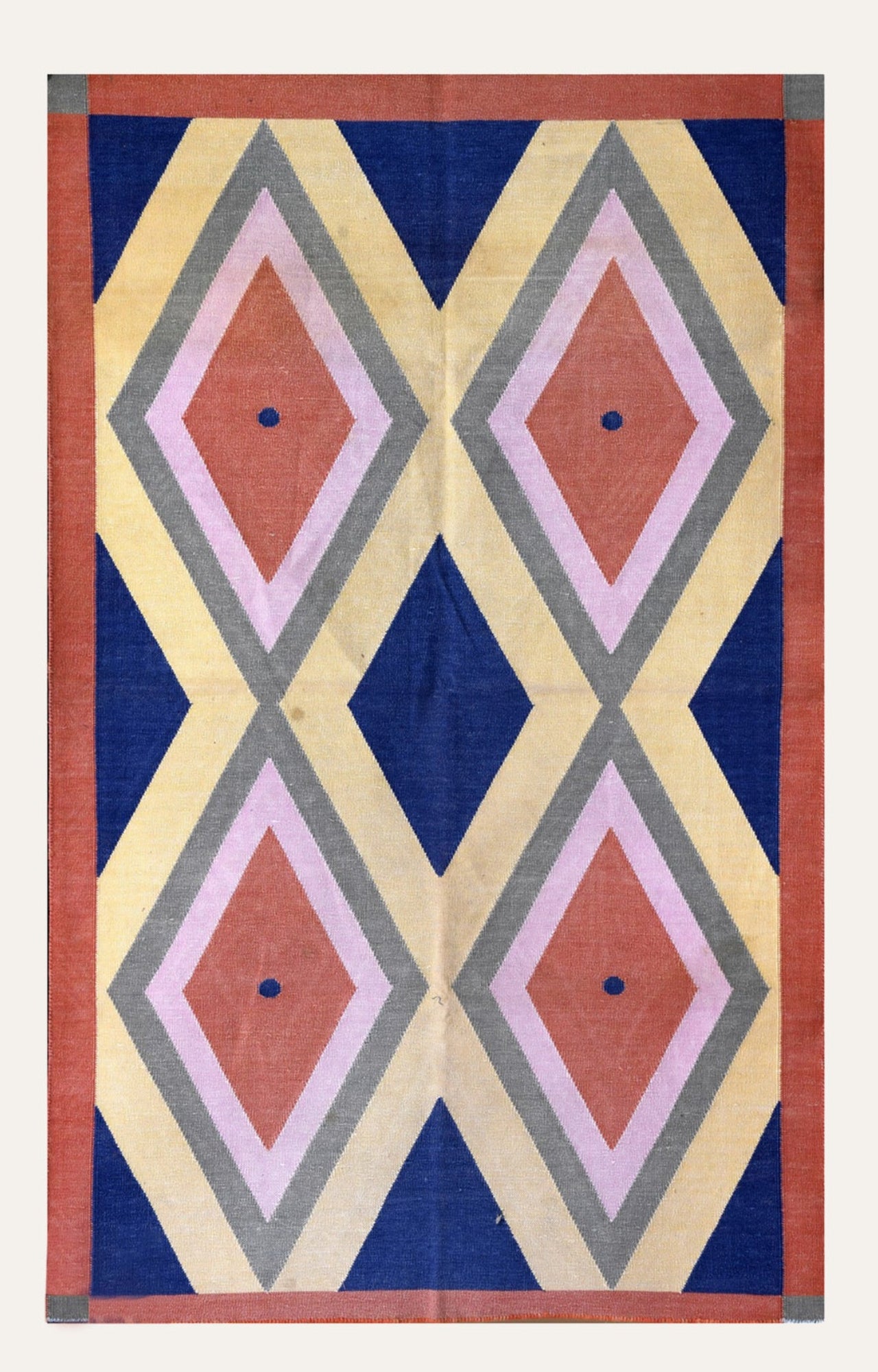 Cerulean Diamond Cotton Rug