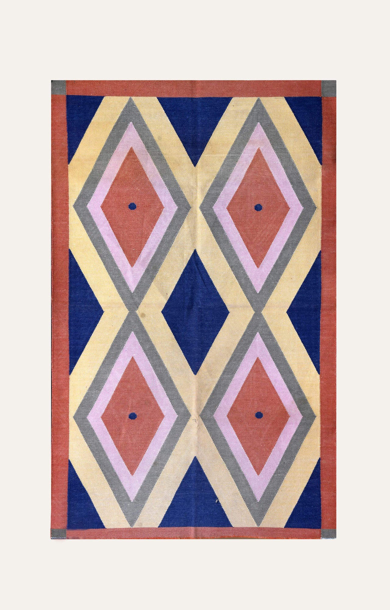 Cerulean Diamond Cotton Rug