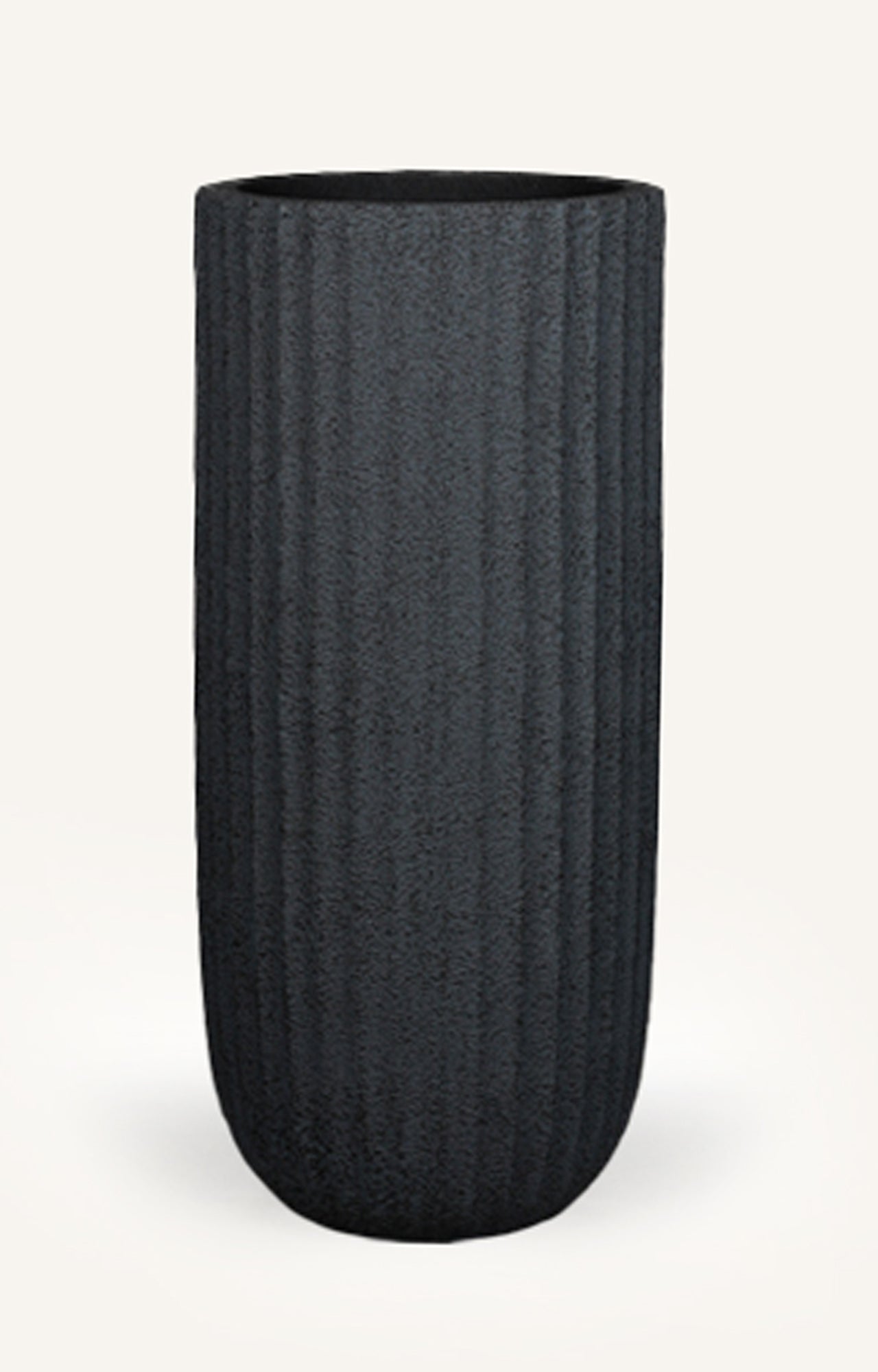 Charcoal Ribbed Resin Planter