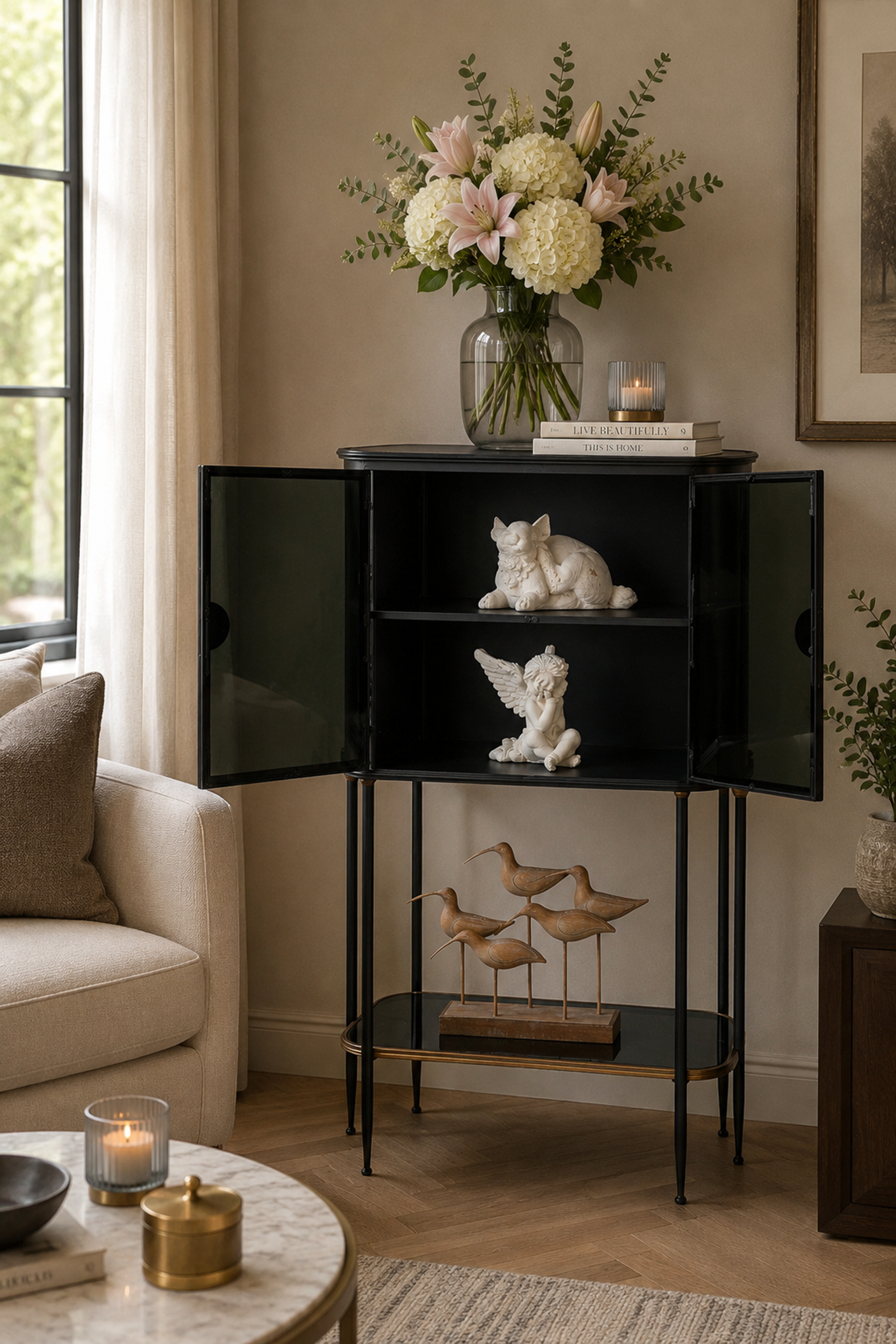 Black Tinted-Glass Display Cabinet in Metal