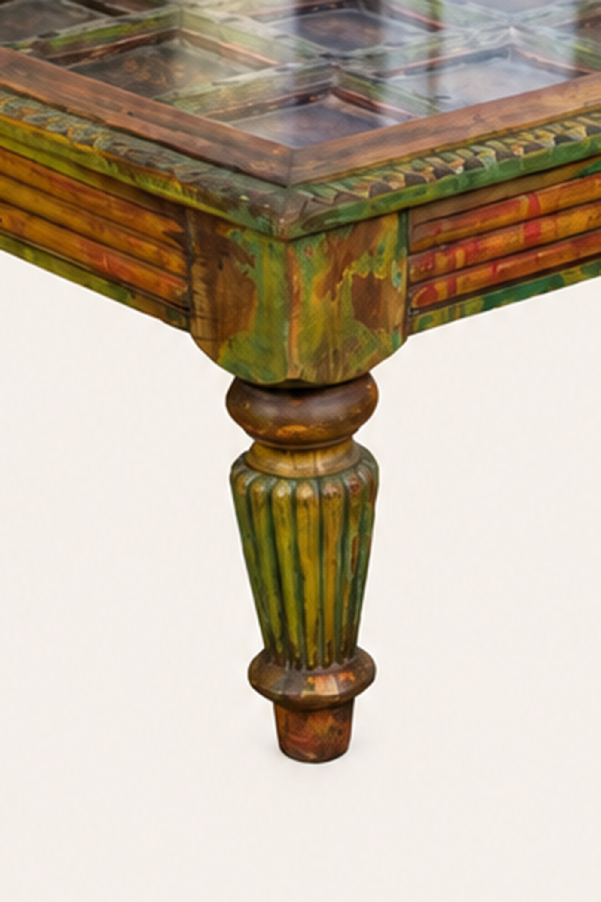 Rajasthani Style Grid Lattice Coffee Table