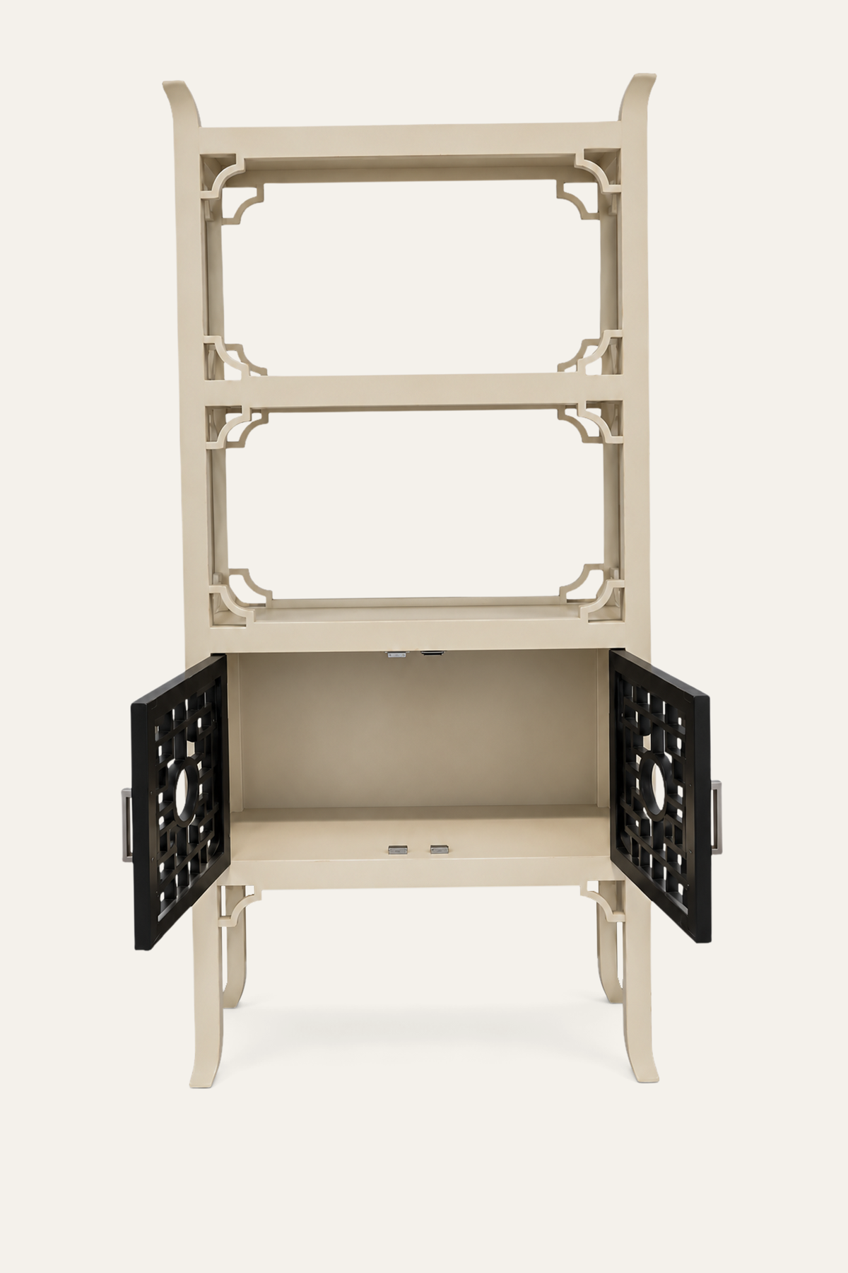 Three-Tiered White Open Display Shelf for Home & Office Spaces