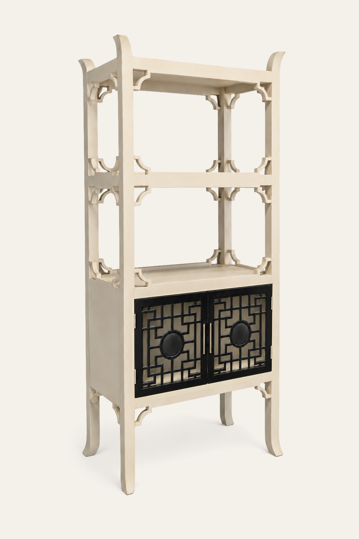 Three-Tiered White Open Display Shelf for Home & Office Spaces