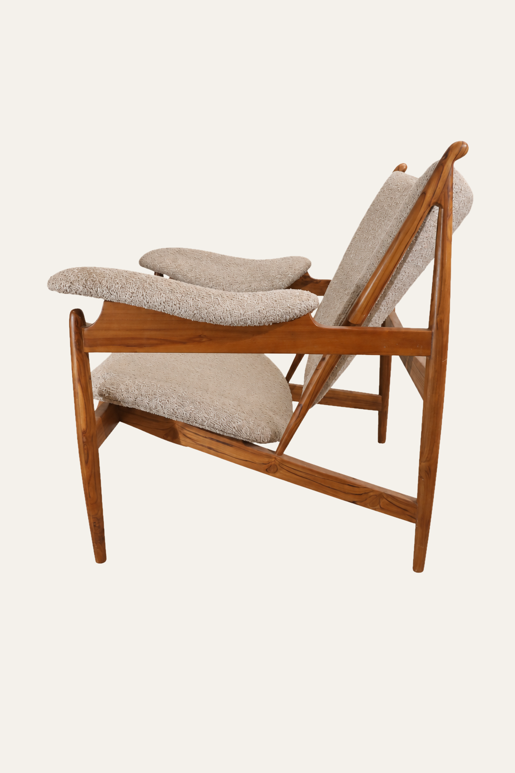 Oak Wood Upholstered Sling Armchair for Reading Corners