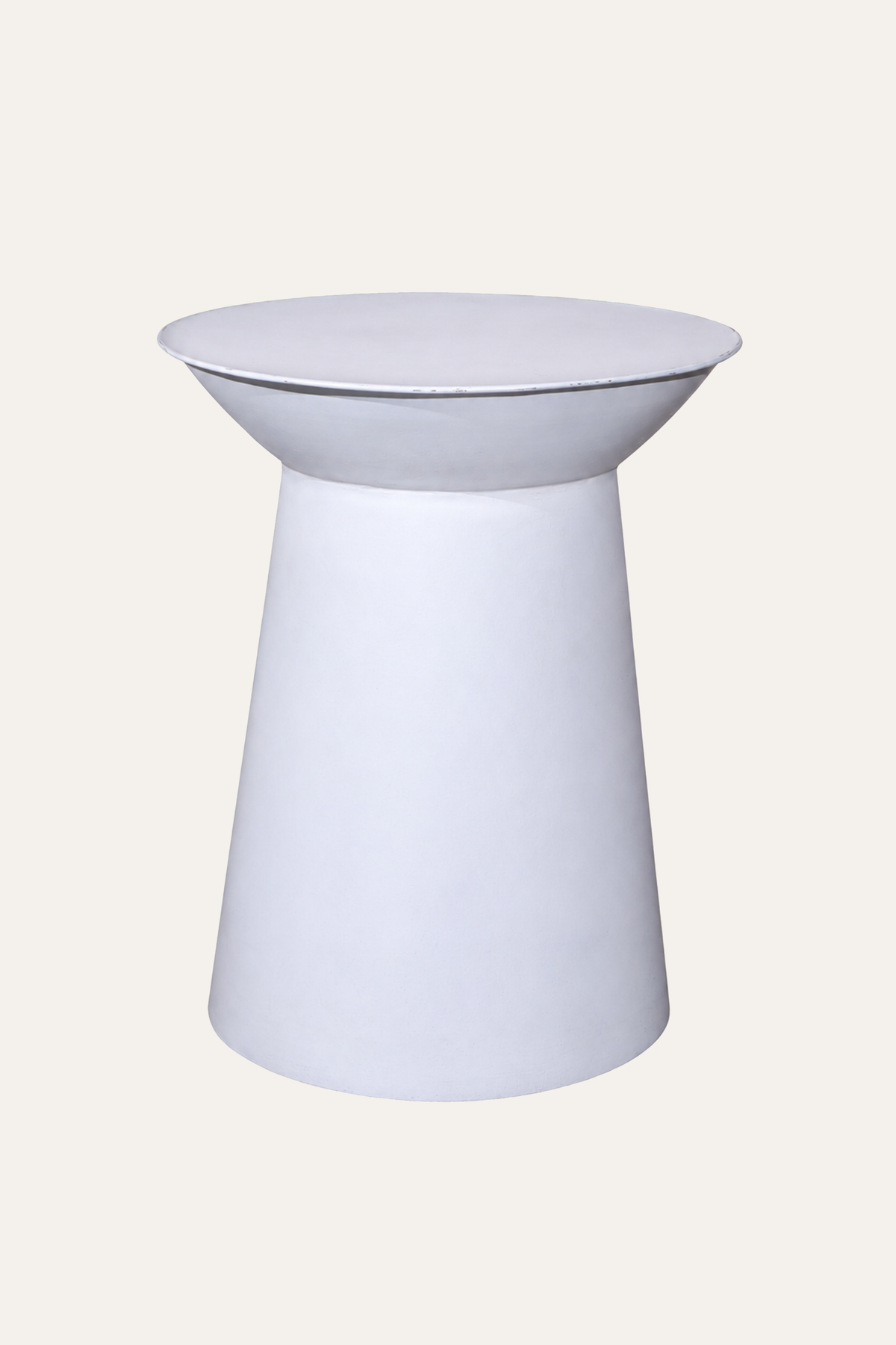 White Sculptural Pedestal Side Table with Round Top