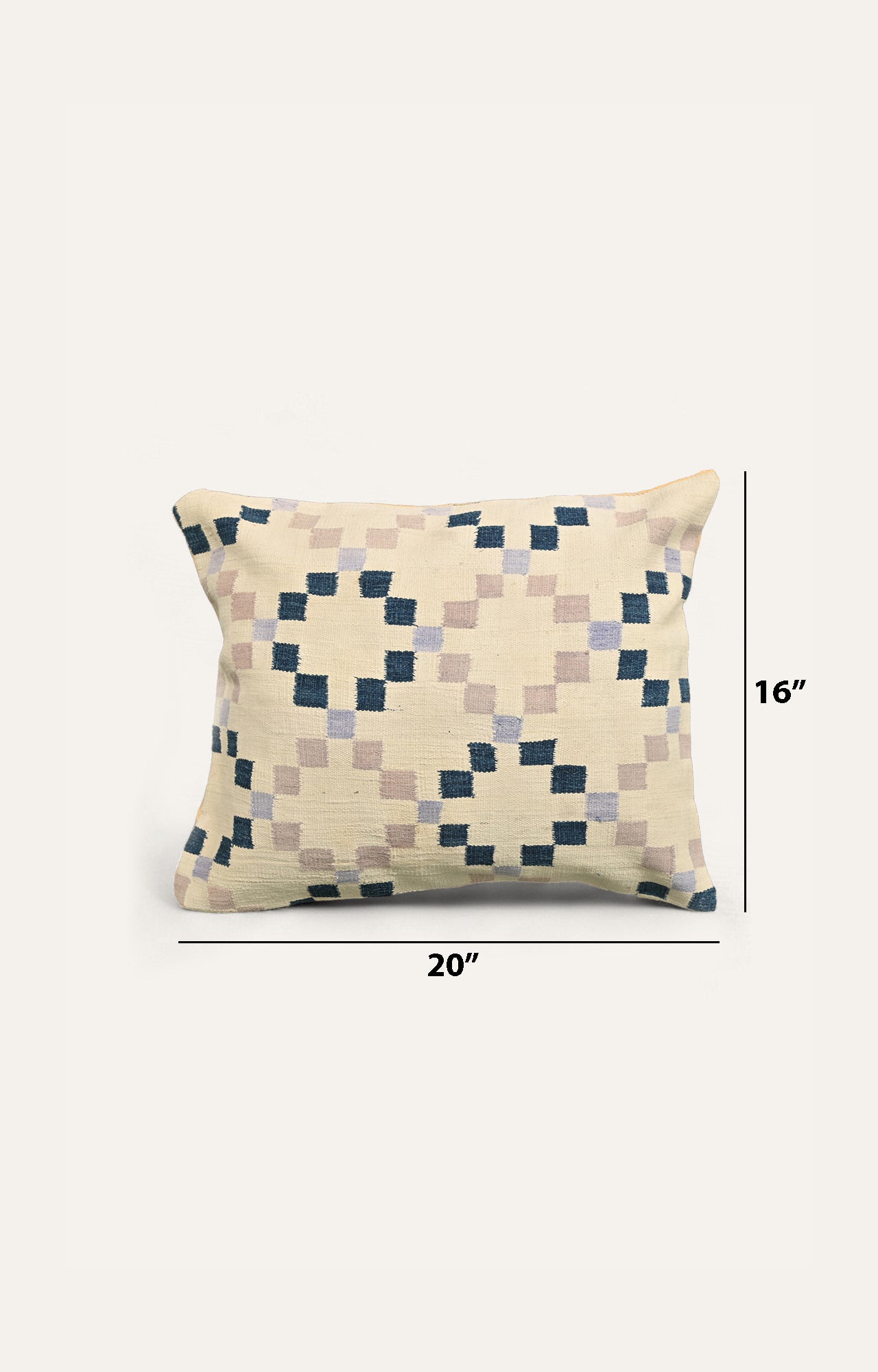 Checkered cushion covers in pale yellow_size