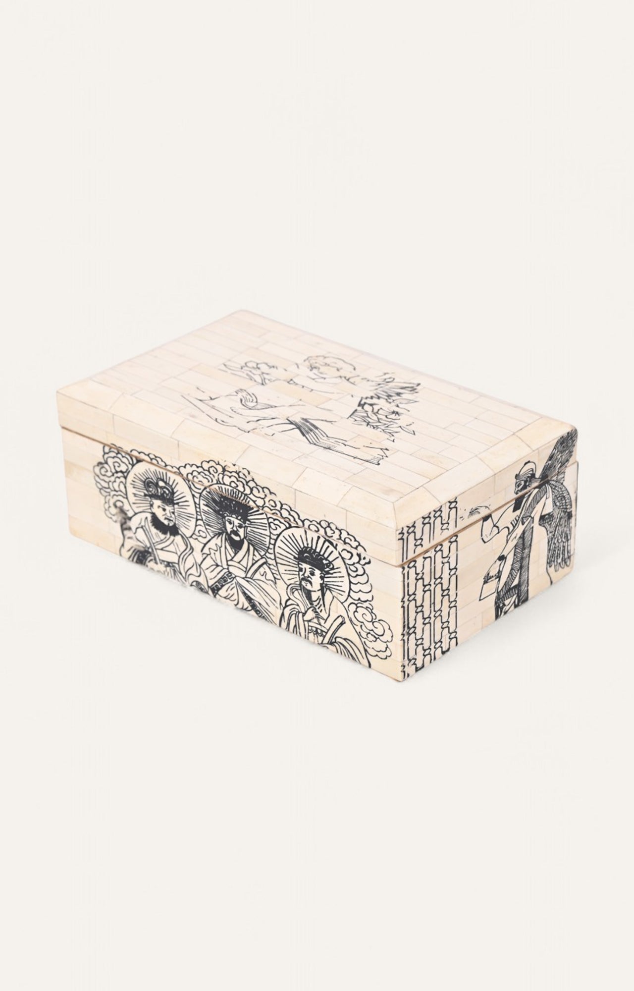 Chinese Oriental Court Scene Painted Box