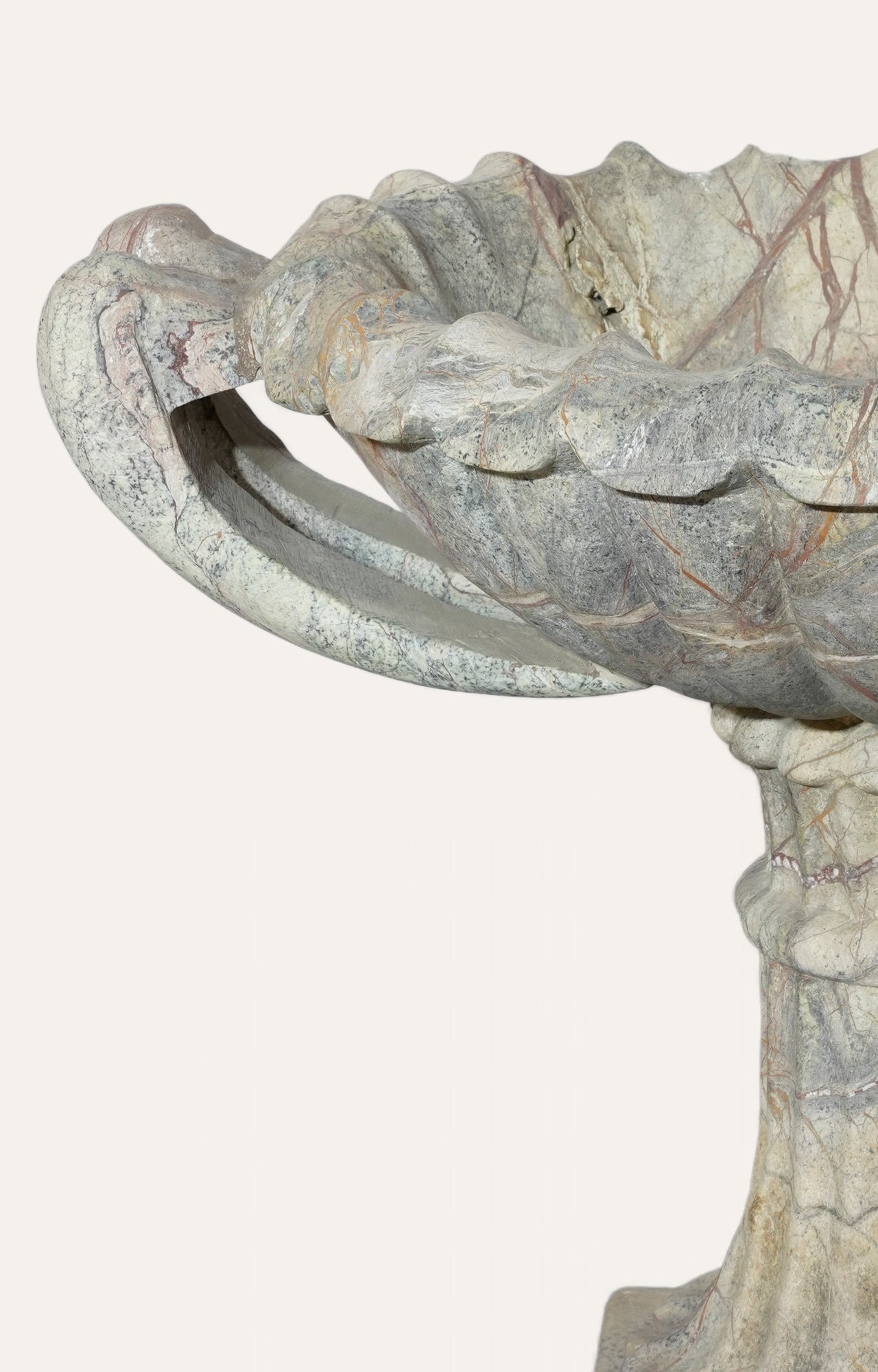 Classic Marble Urn Planter with Intricate Leaf Motif_2