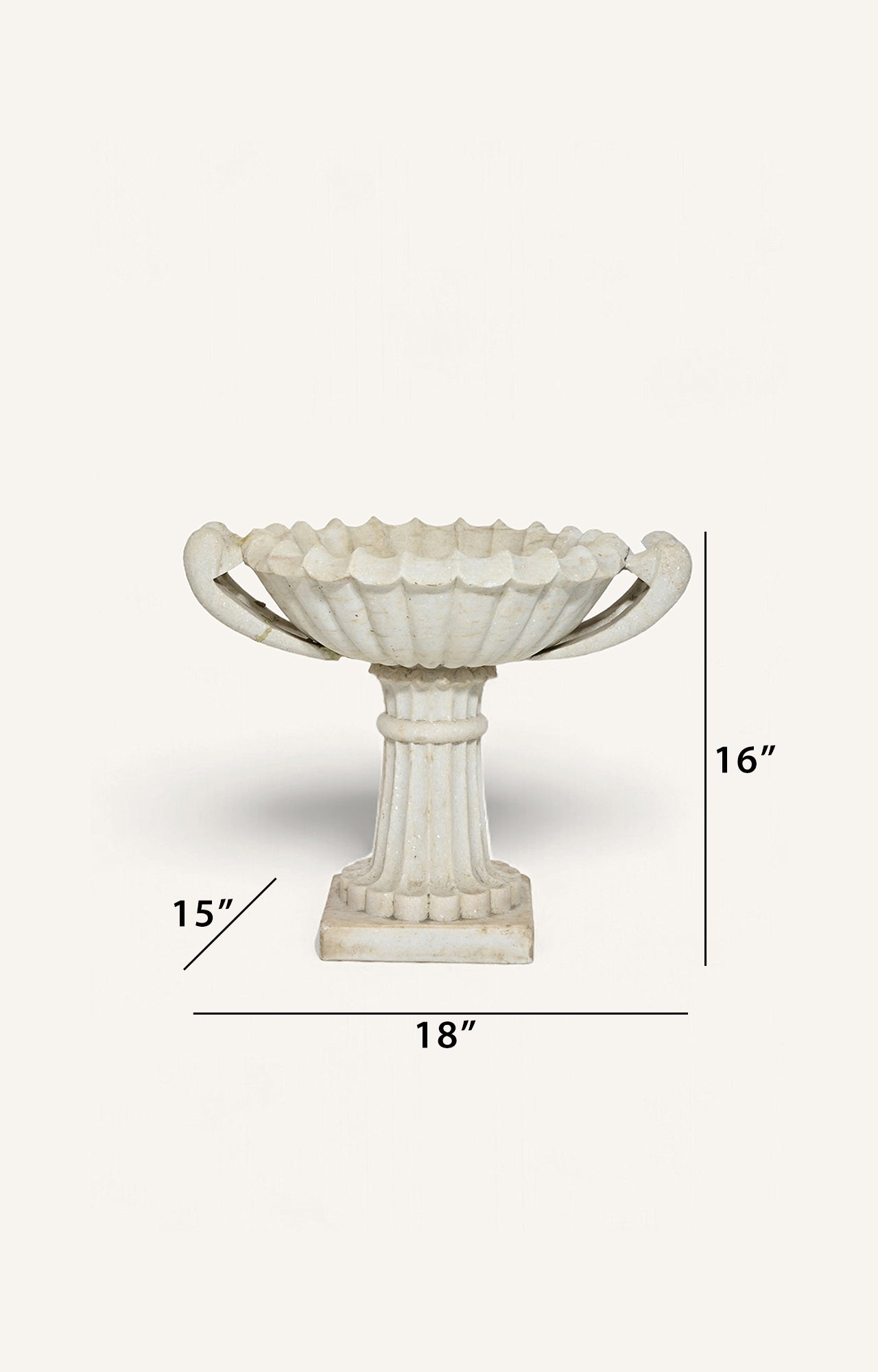 Classic White Marble Urn Planter with Intricate Leaf Motif_size