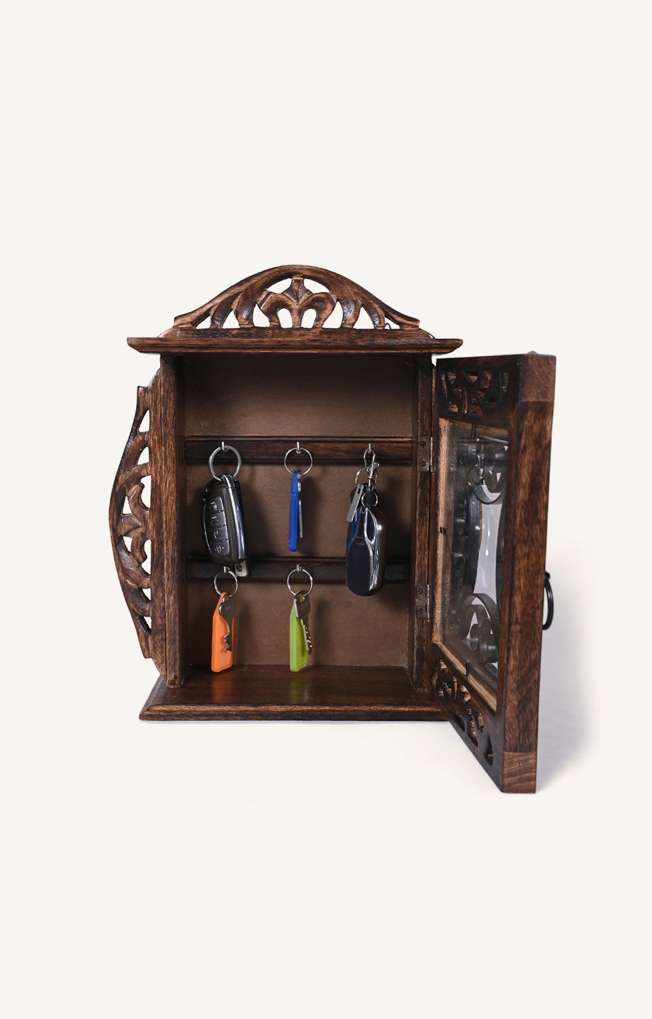 Classic Wooden Key Box with Carving_4