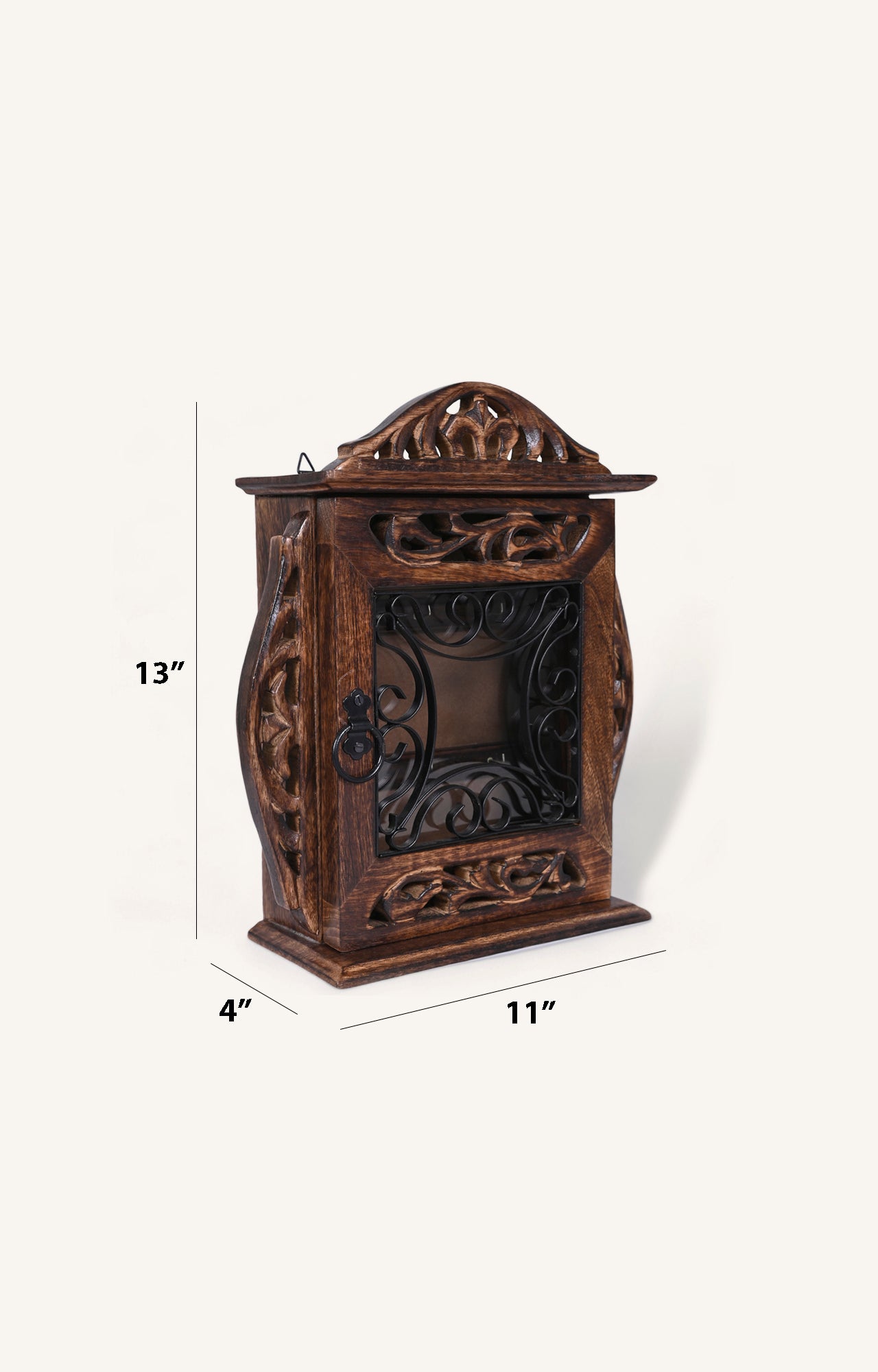 Classic Wooden Key Box with Carving_size