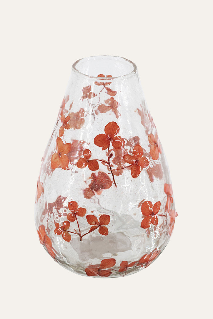 Clear Glass Vase with Floral Pattern