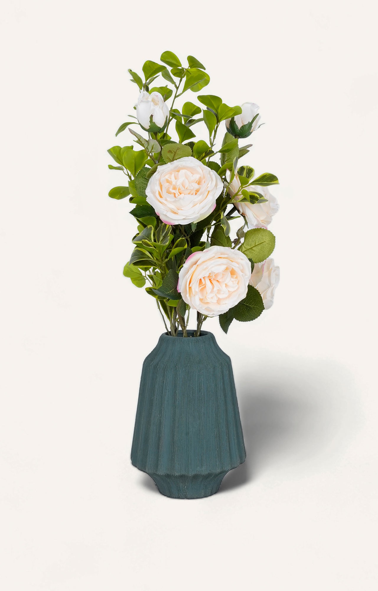 Cobalt Blue Ceramic Vase with Striped Pattern_3