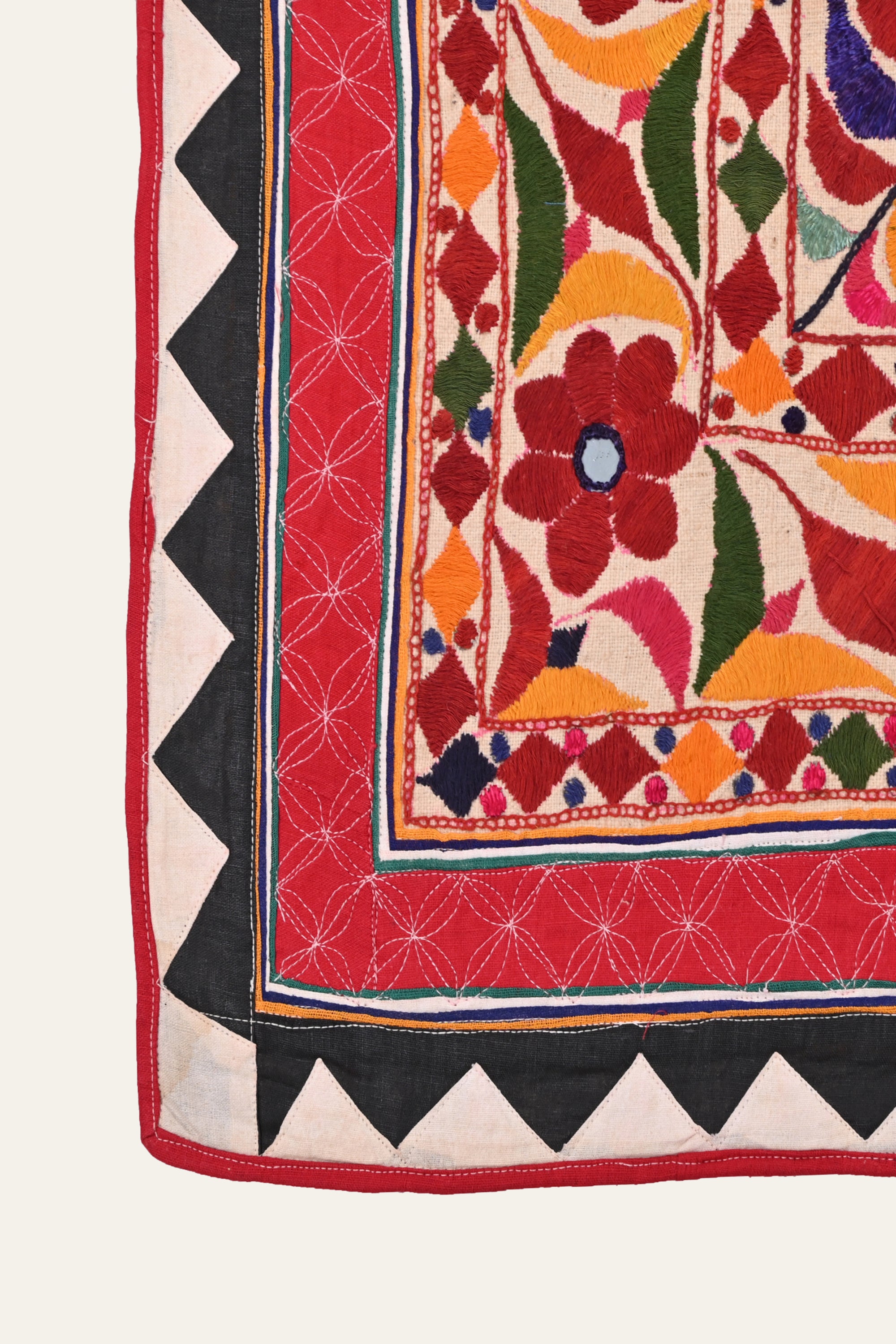 Colorful Mirror Work Textile Panel