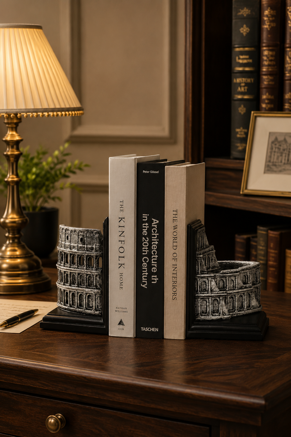 Colosseum statue bookends for bookshelf