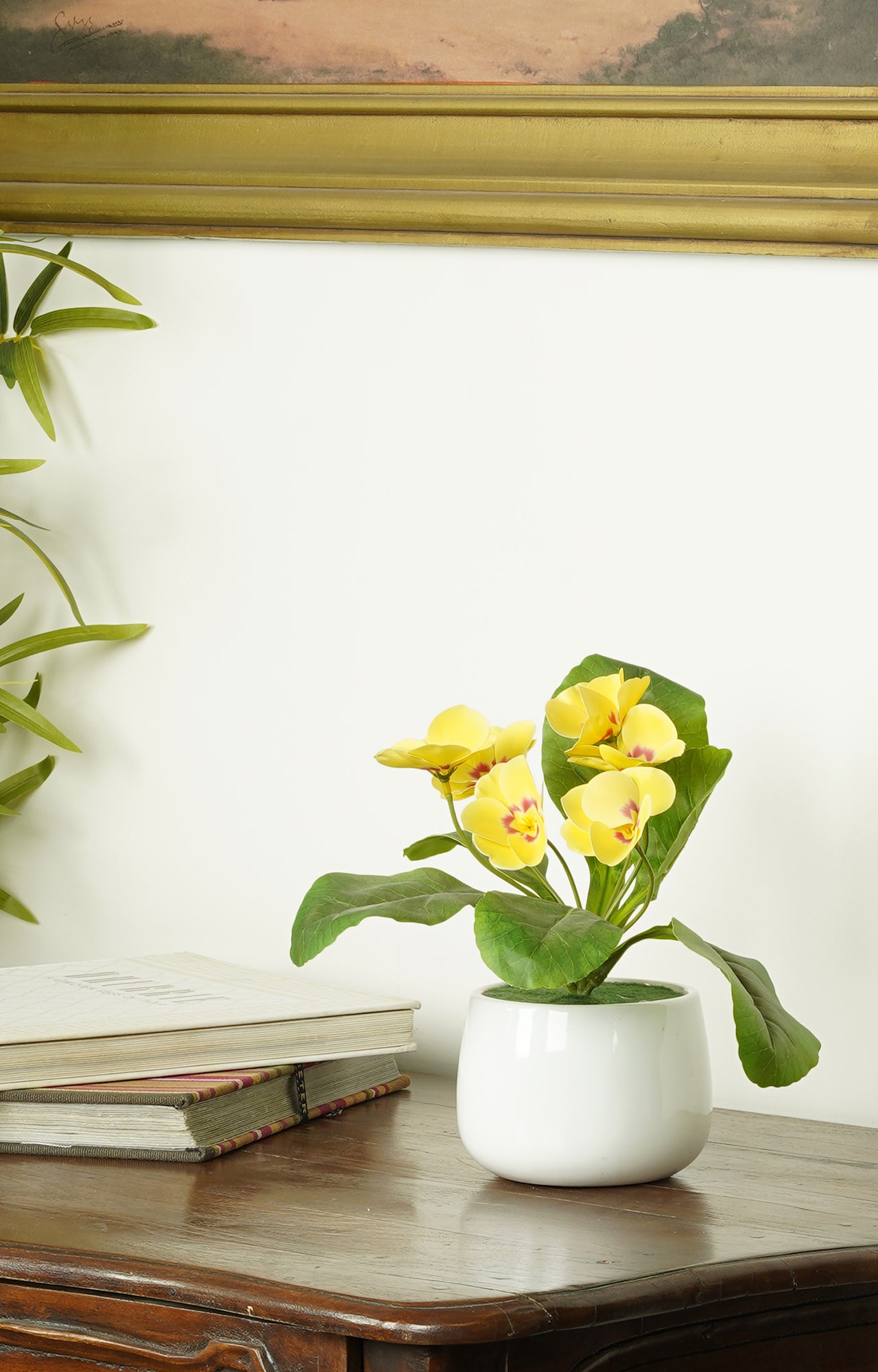 Artificial Primrose Flowers in White Pots – Set of 2