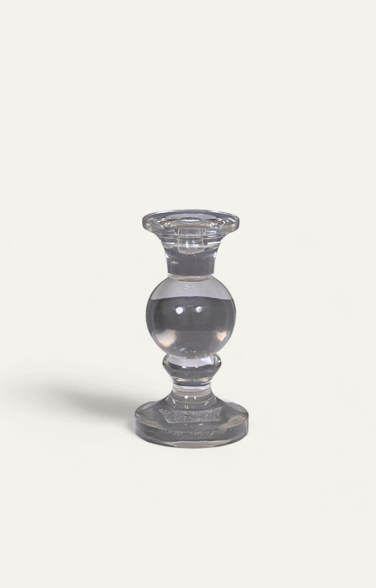 Crystal look glass Candle stand with sphere detailed in middle - main