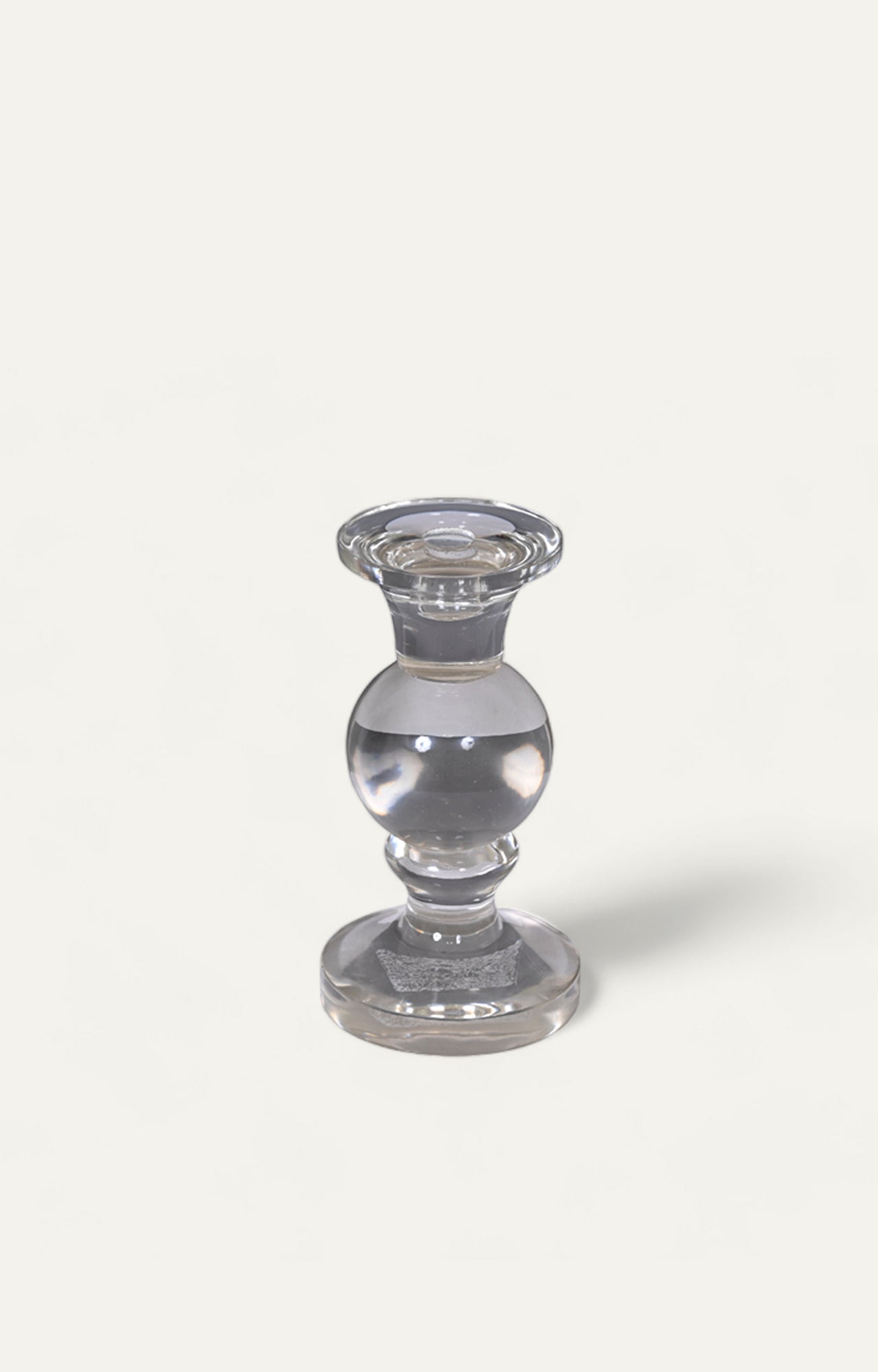 Crystal look glass Candle stand with sphere detailed in middle_3
