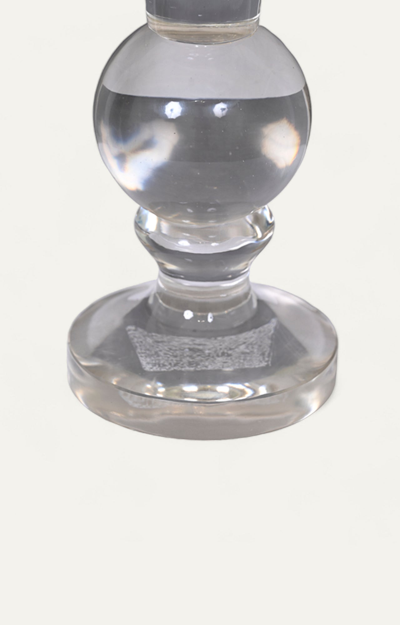Crystal look glass Candle stand with sphere detailed in middle_4