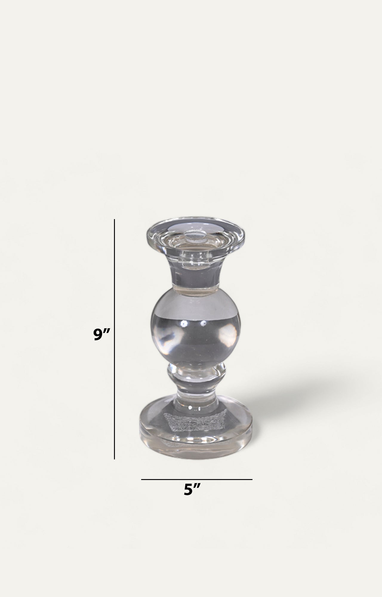 Crystal look glass Candle stand with sphere detailed in middle_size
