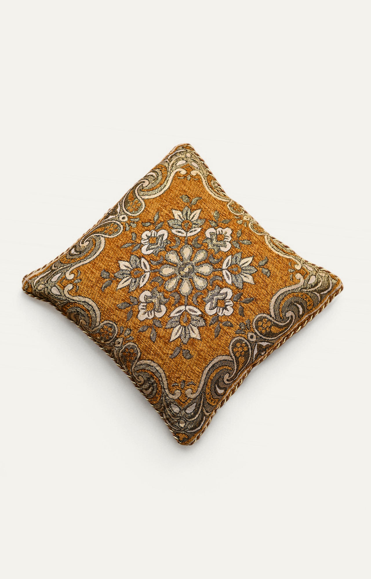 Mustard Embroidered Cushion Cover