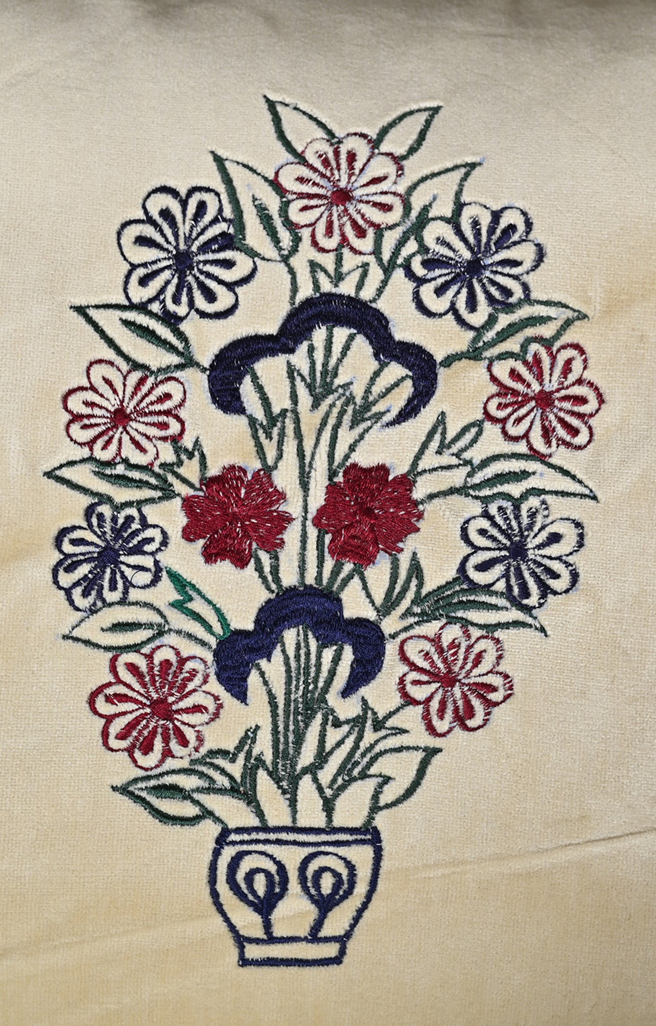 Floral Hand Embroidery Velvet Cushion Cover