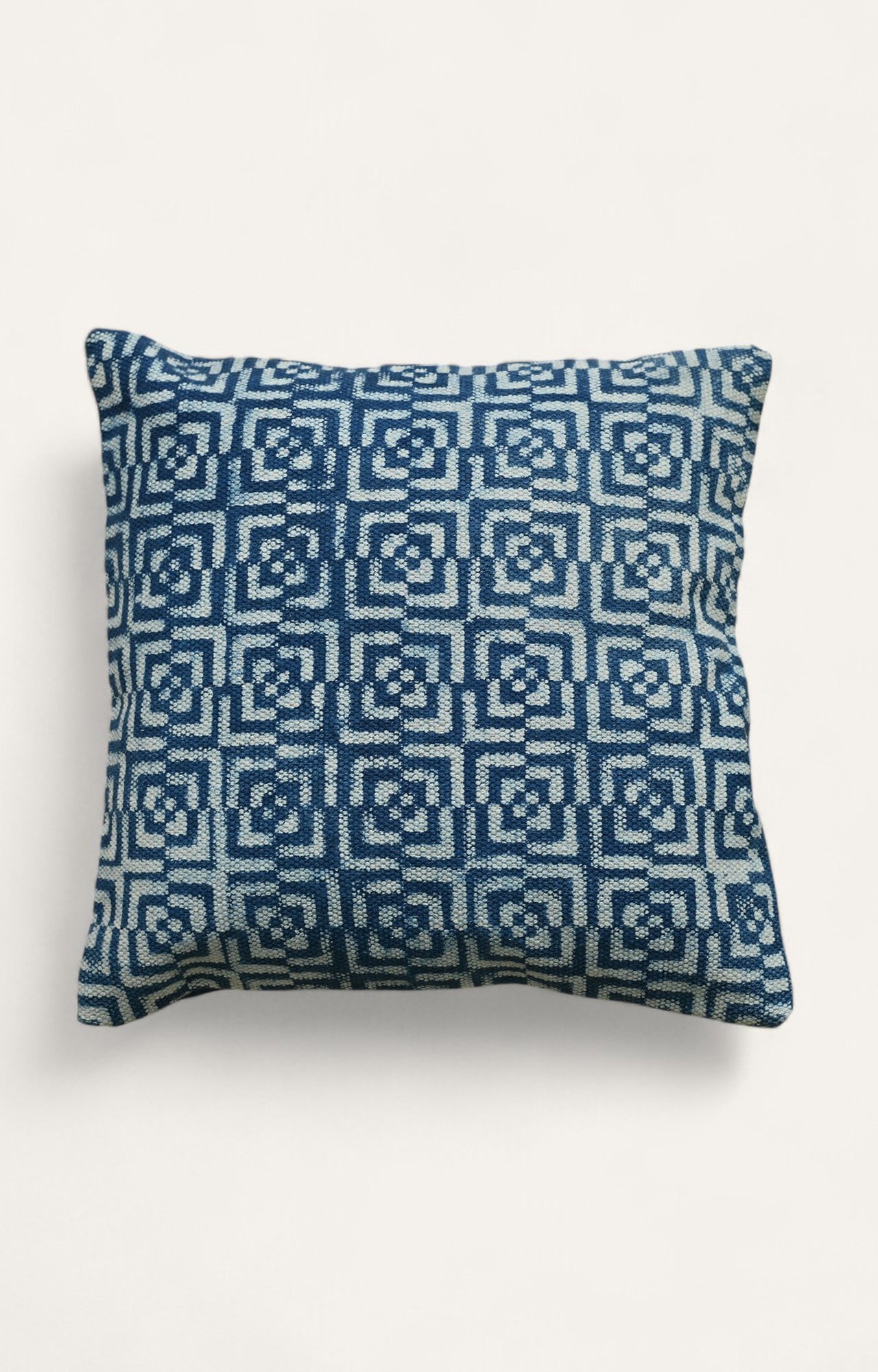 Athena Indigo Blue Print Cotton Linen Cushion