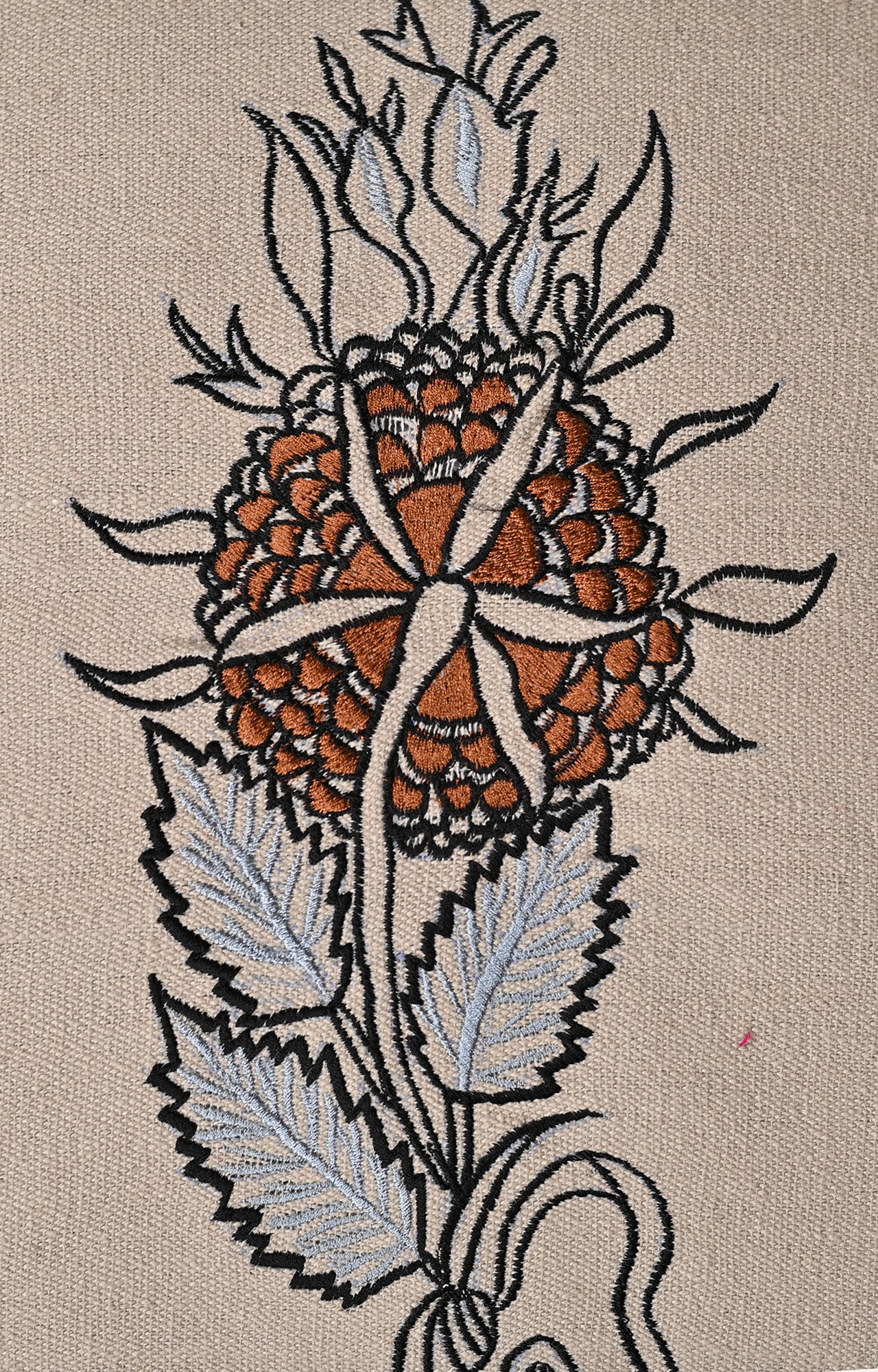 Floral Embroidered Linen Cushion Cover