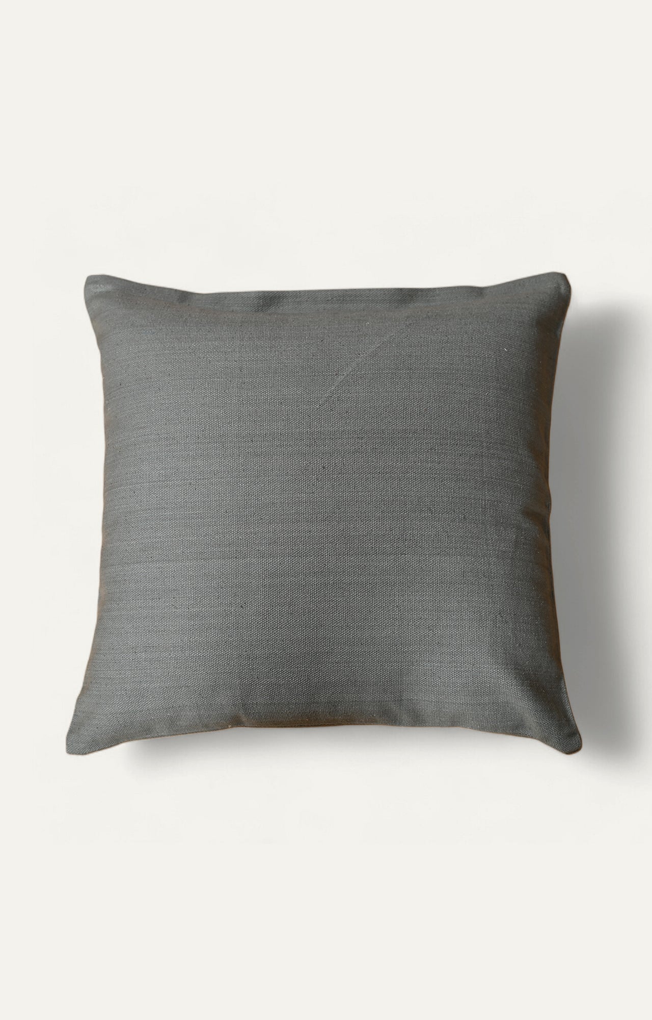 Grey Floral Embroidered Cotton Cushion Cover