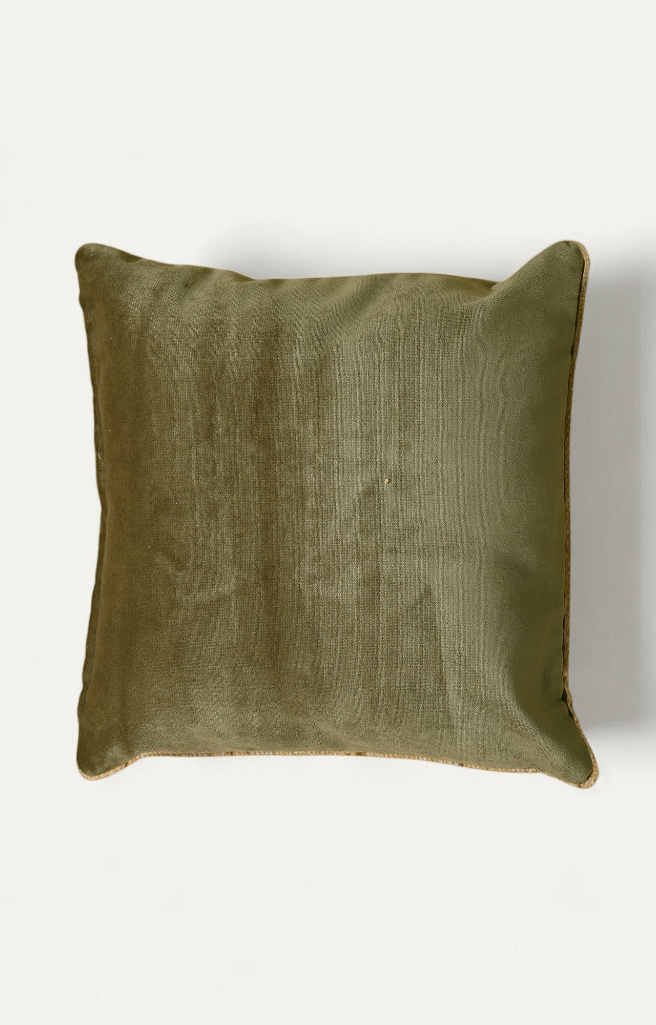 Green Floral Embroidered Cotton Cushion Cover
