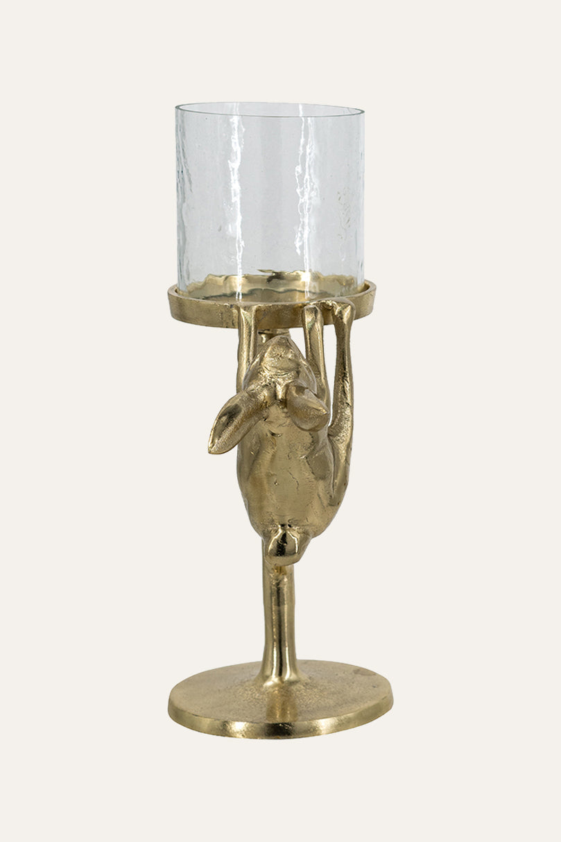 Golden Hare Metal and Glass Candle Holder