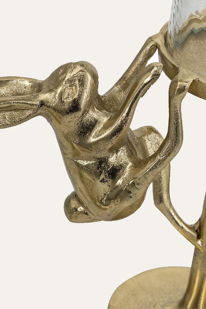 Golden Hare Metal and Glass Candle Holder