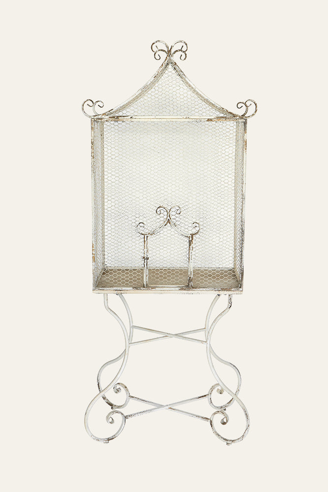 Ornate Metal Cage with Scrollwork Frame for Entryway Styling