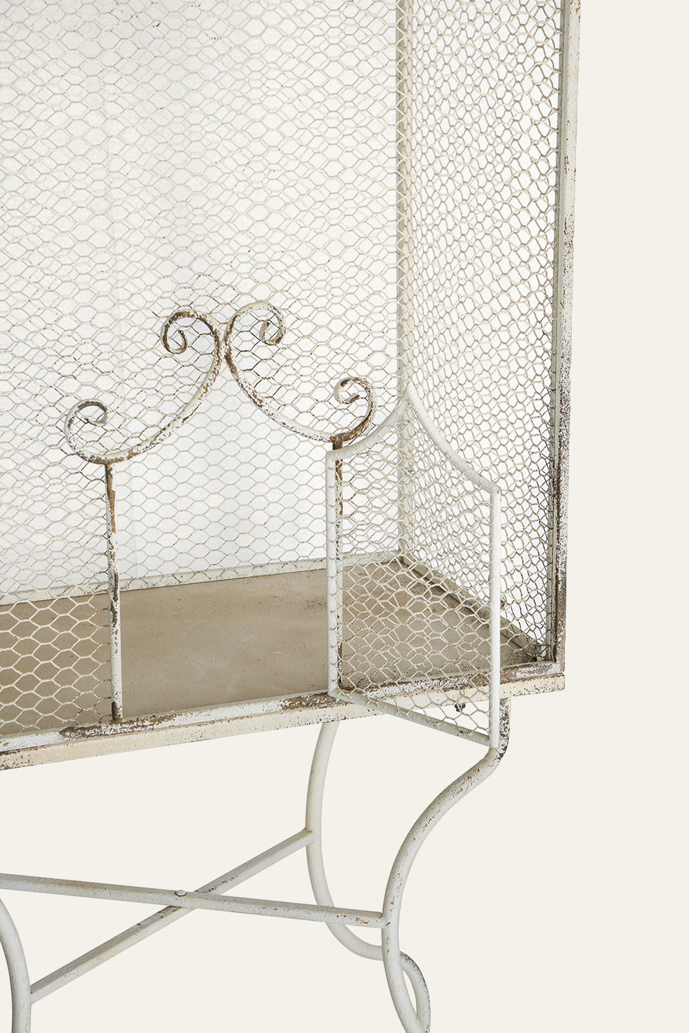 Ornate Metal Cage with Scrollwork Frame for Entryway Styling