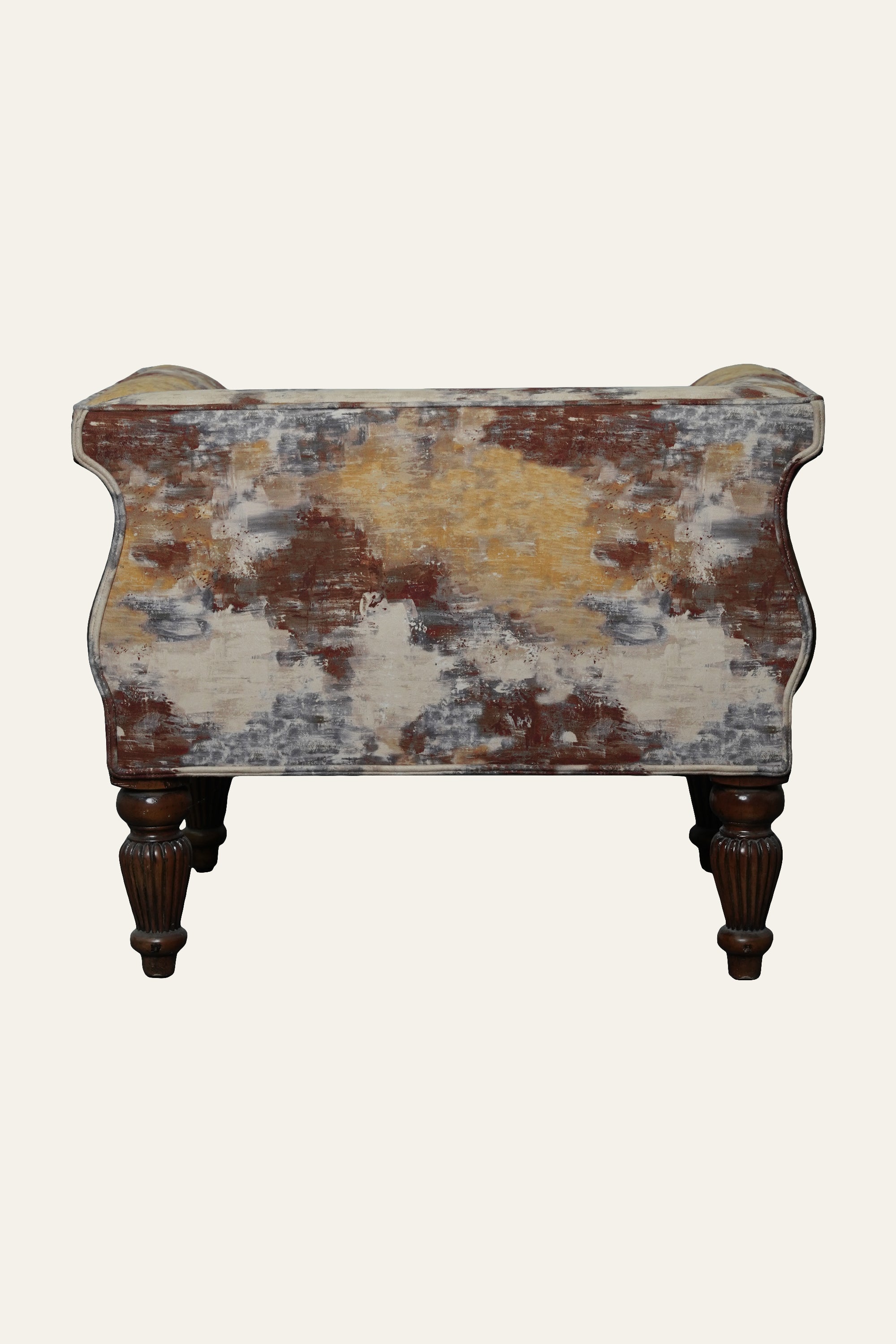 Carved Barrel Armchair with Upholstery