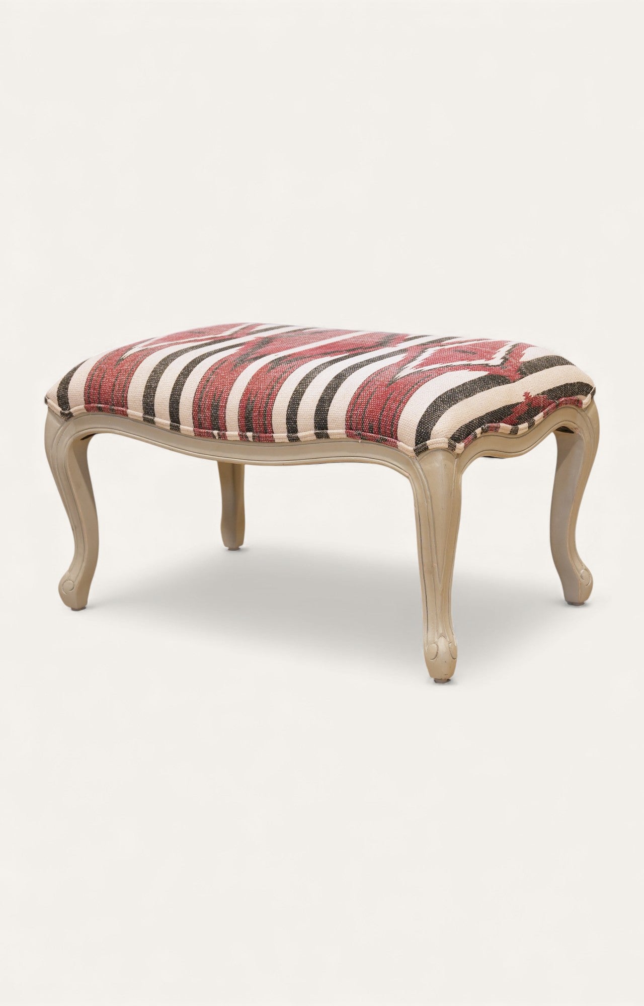 Striped Vintage Cabriole Ottoman
