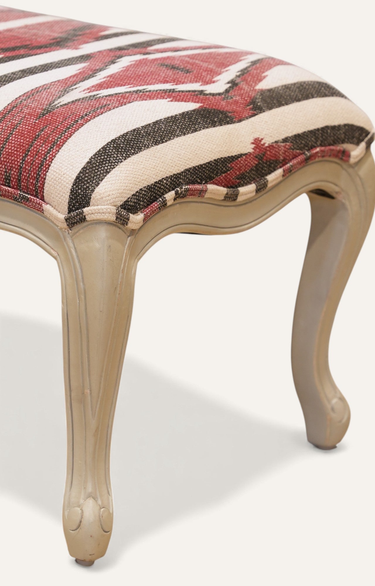 Striped Vintage Cabriole Ottoman