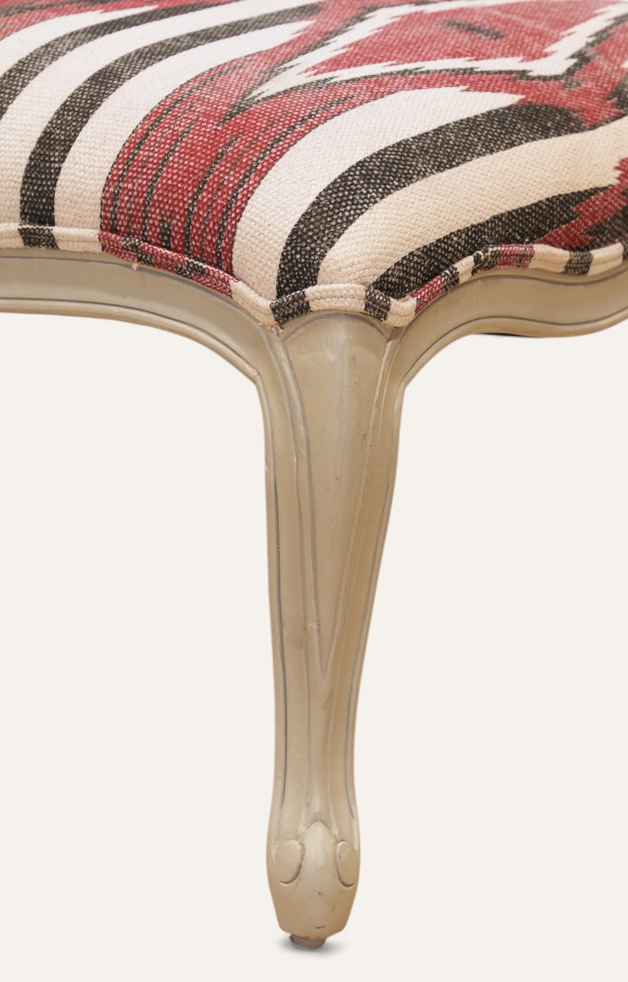 Striped Vintage Cabriole Ottoman