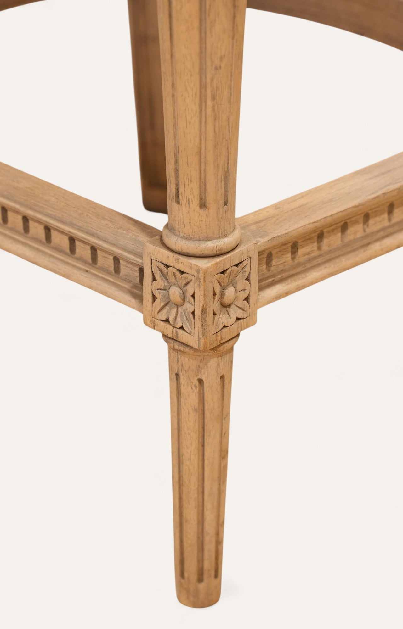 Striped Linen Carved Wood Stool