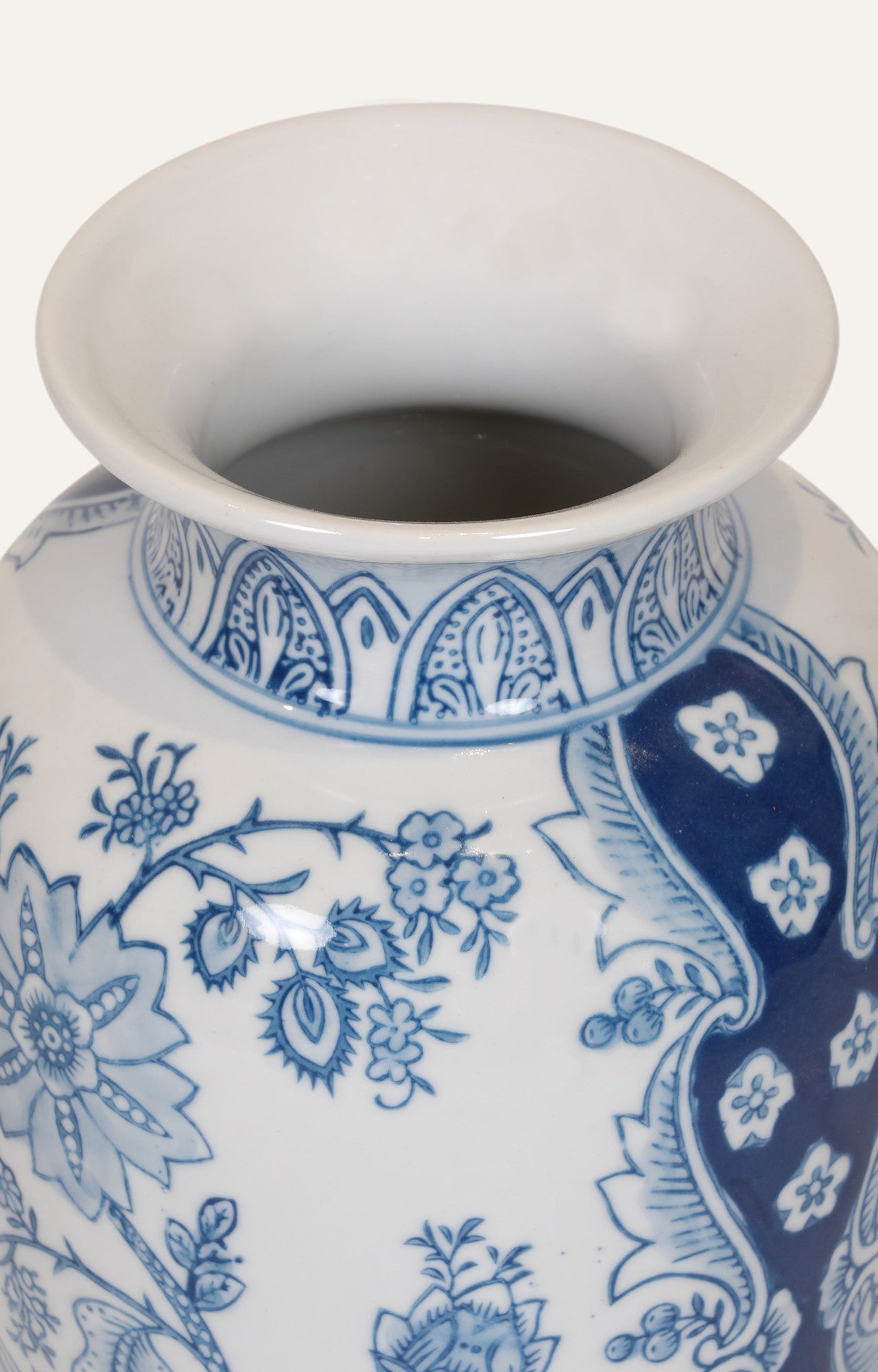 Chinoiserie Blue and White Floral Vase