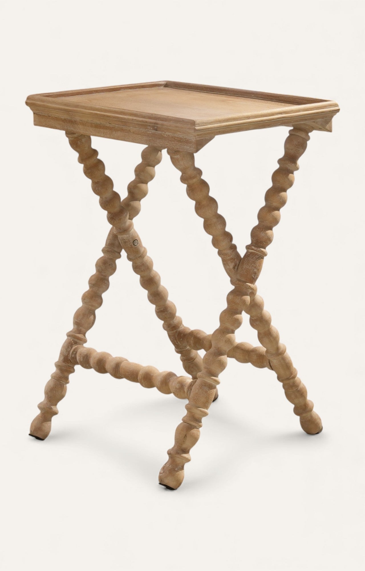 Modern Wooden Bobbin-Leg Side Table