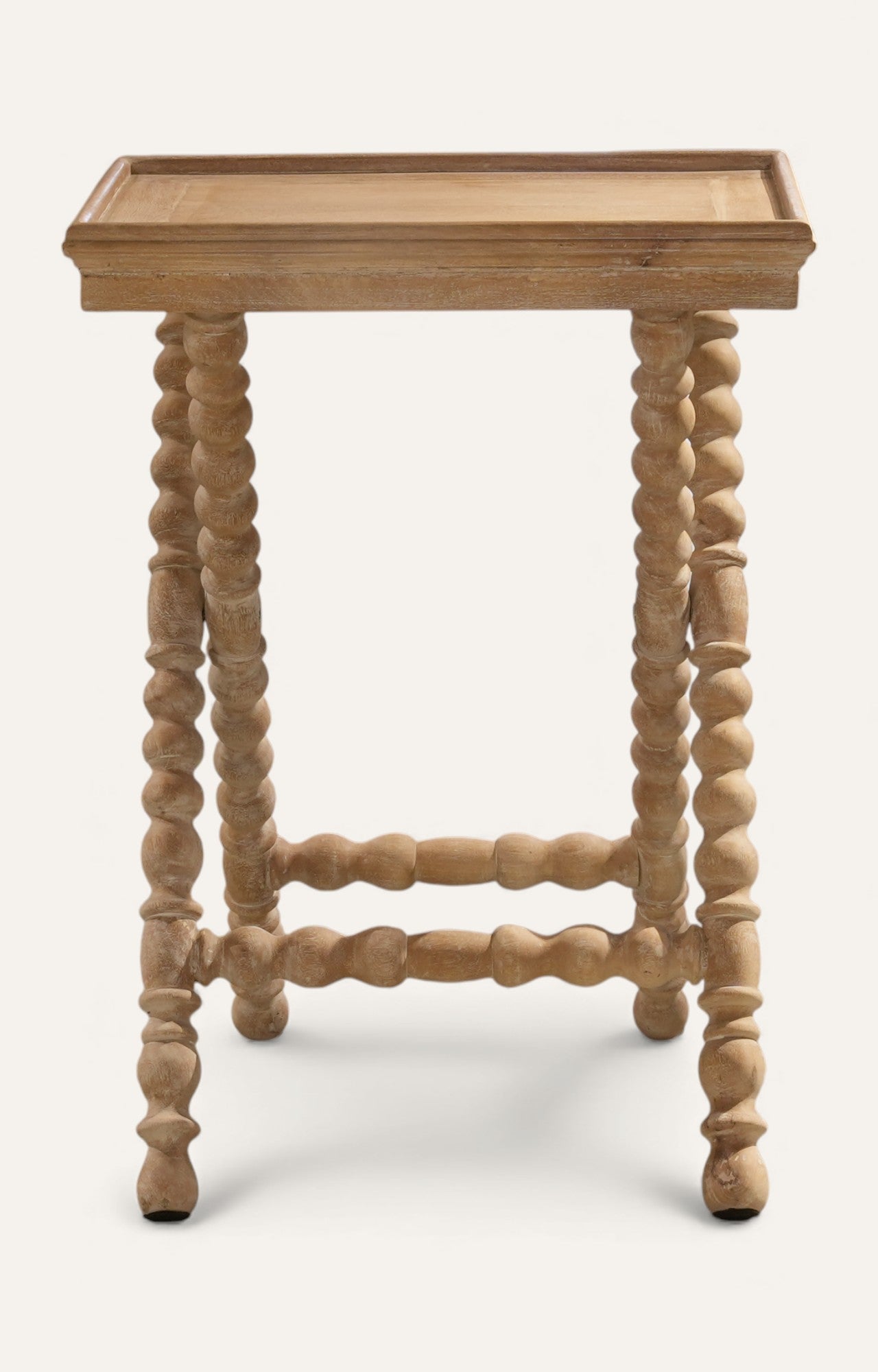 Modern Wooden Bobbin-Leg Side Table