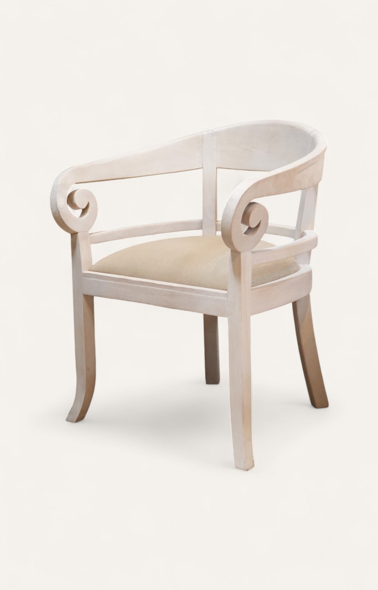 White Curved Tub Accent Chair