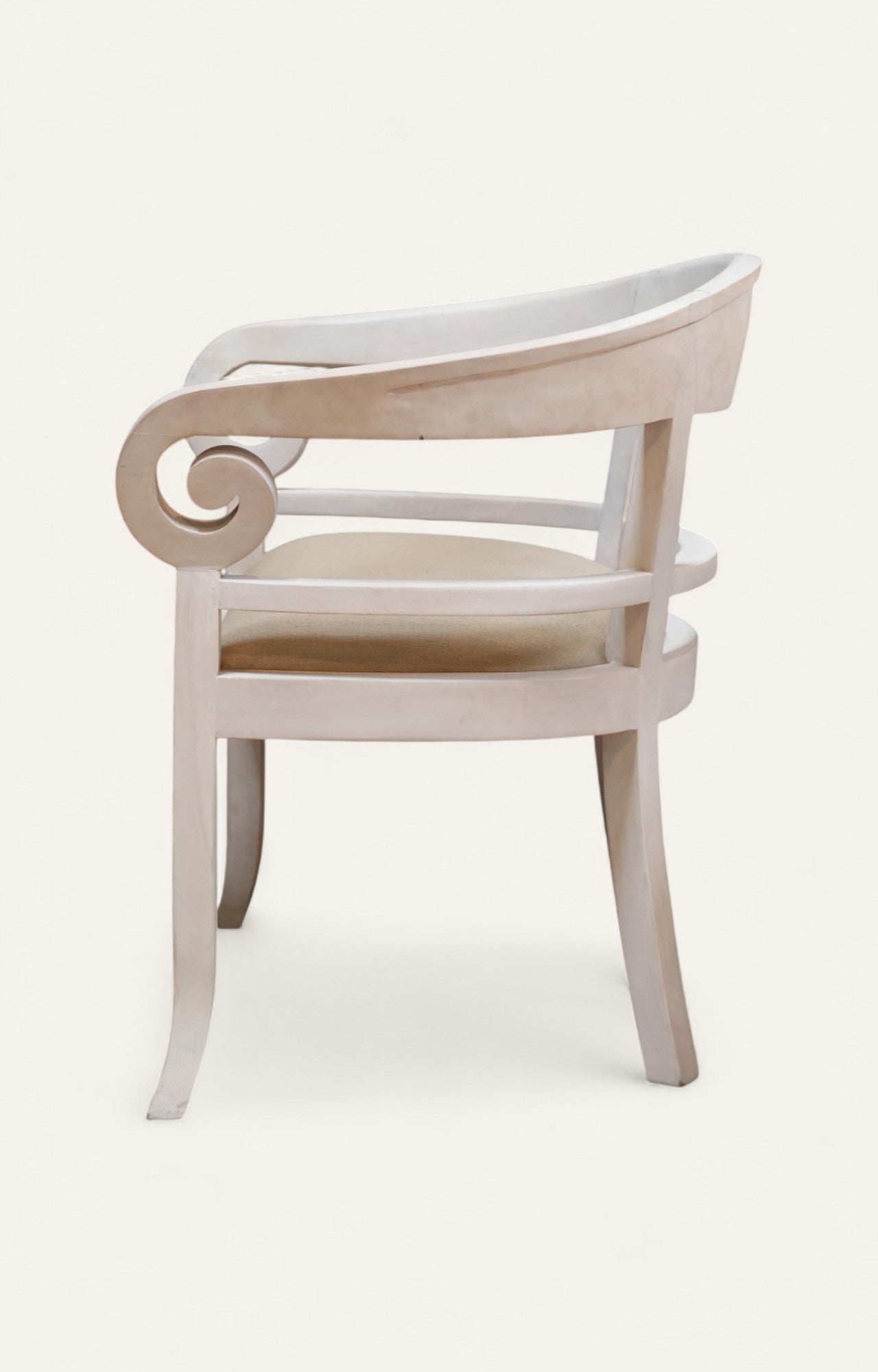 White Curved Tub Accent Chair