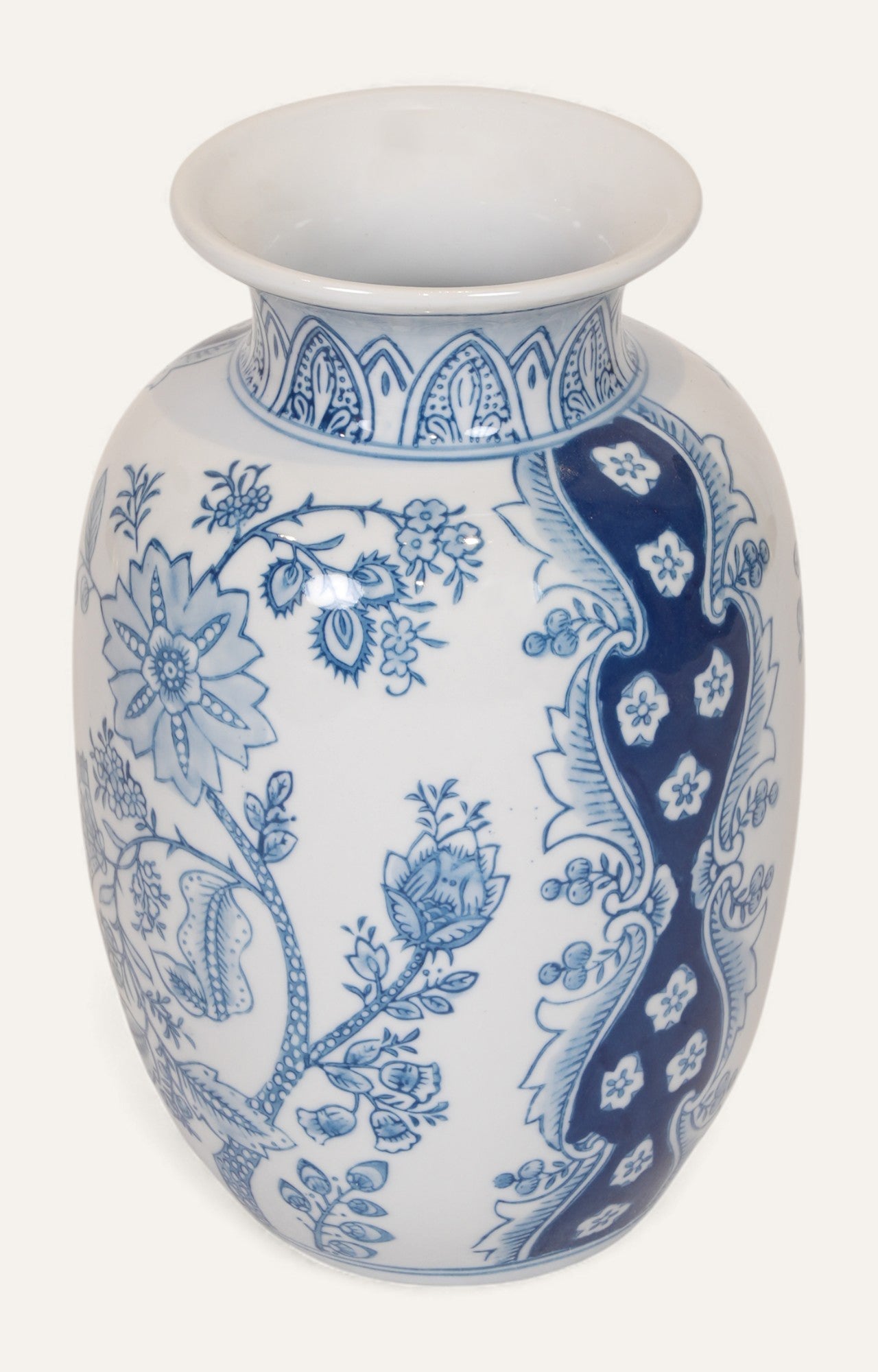 Chinoiserie Blue and White Floral Vase