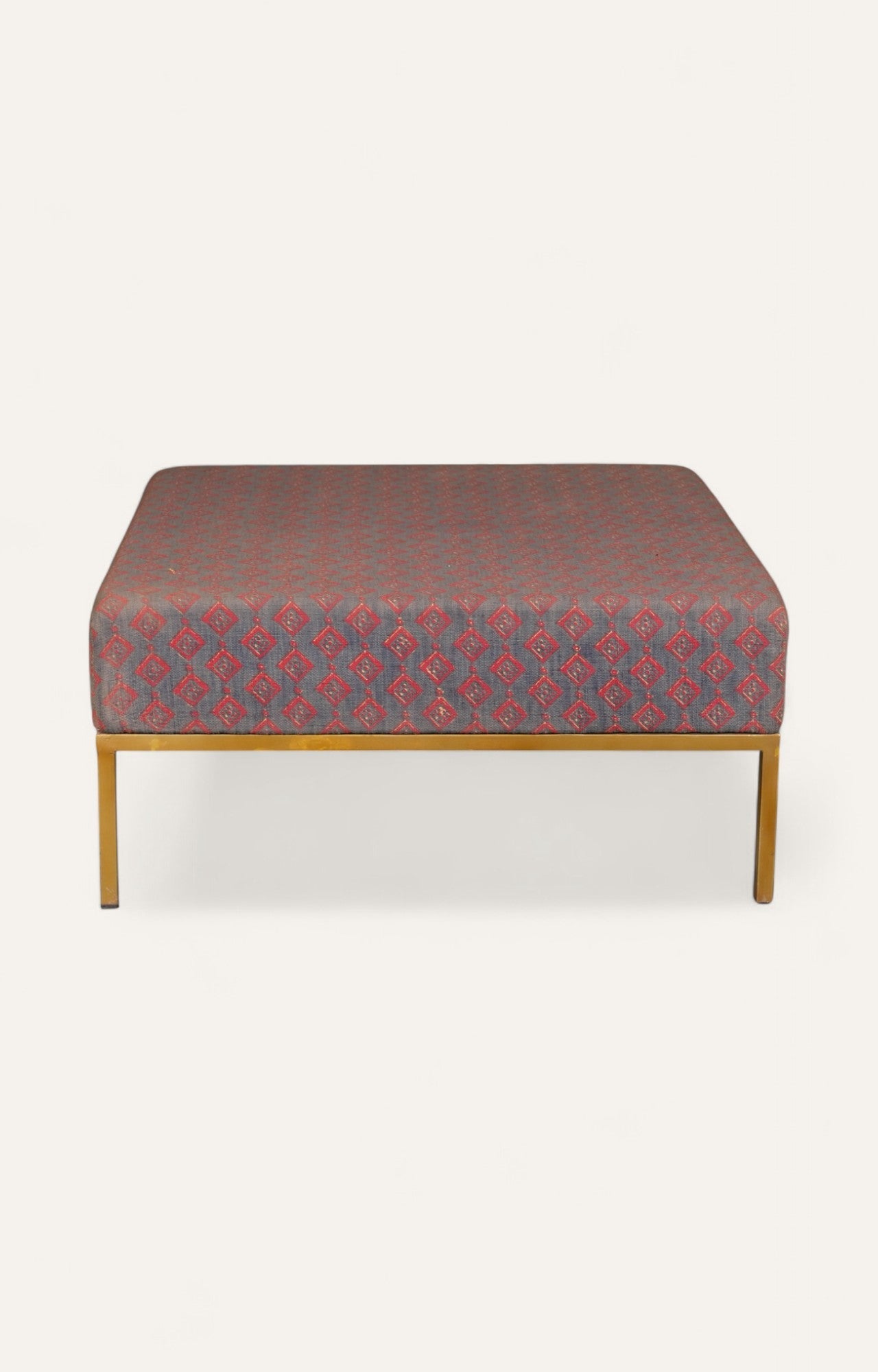 Modern Patterned Ottoman with Brass Frame