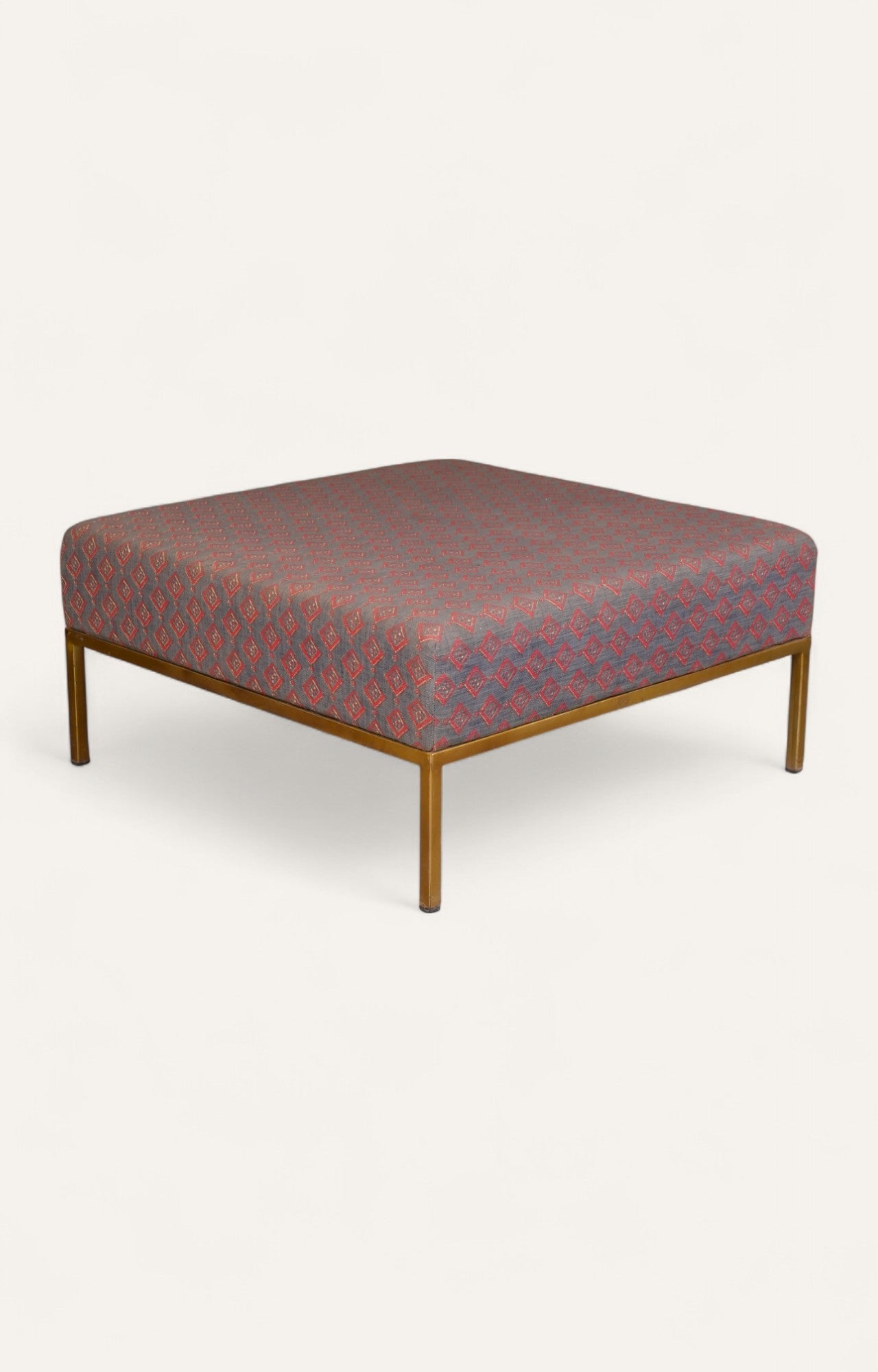 Modern Patterned Ottoman with Brass Frame