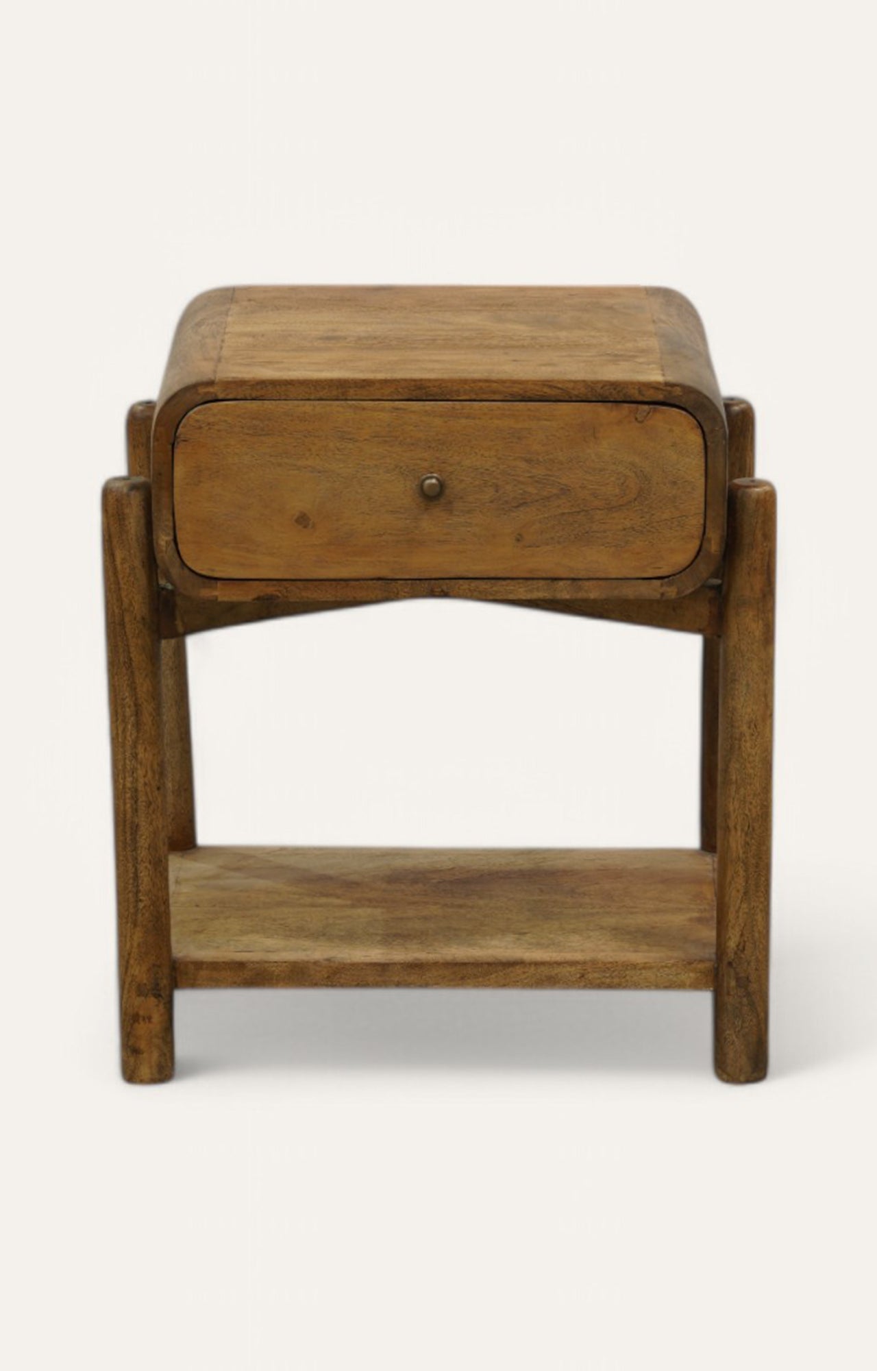 Curvy Oak Bedside Table with Drawer in Natural Finish