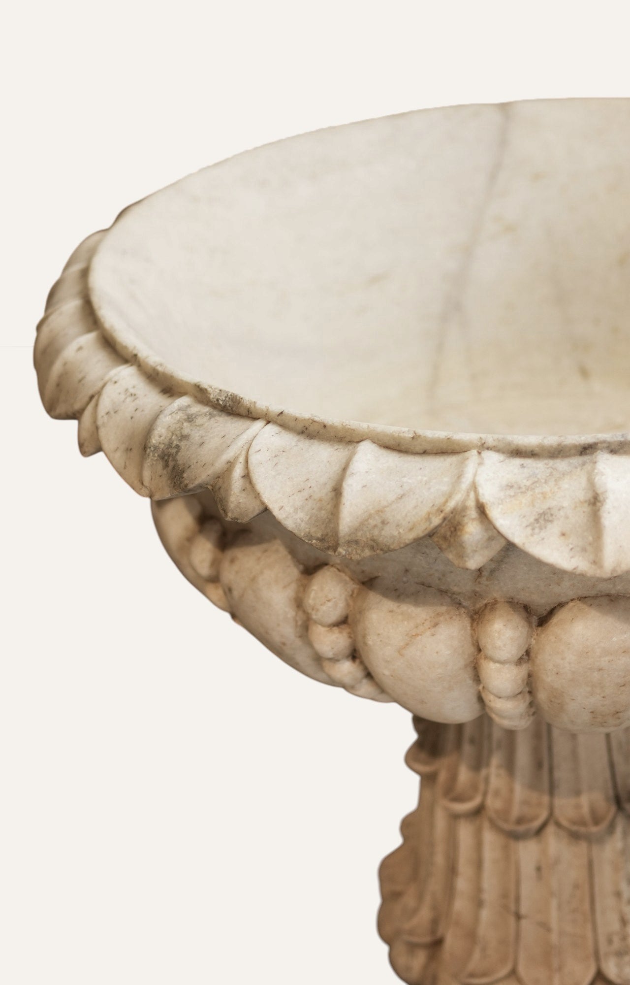 Hand-Carved White Marble Urn Planter